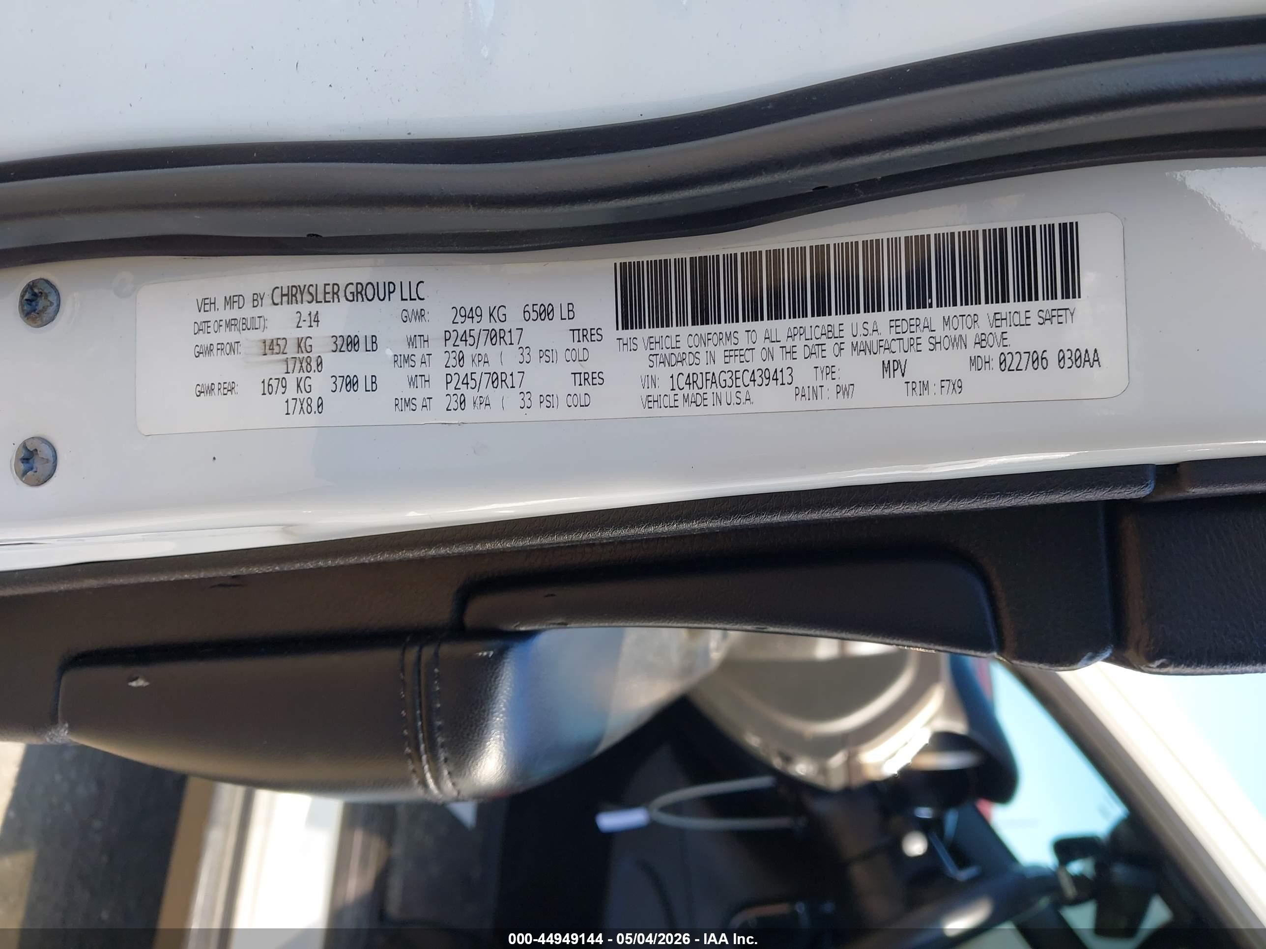 2014 Jeep Grand Cherokee Laredo White vin: 1C4RJFAG3EC439413