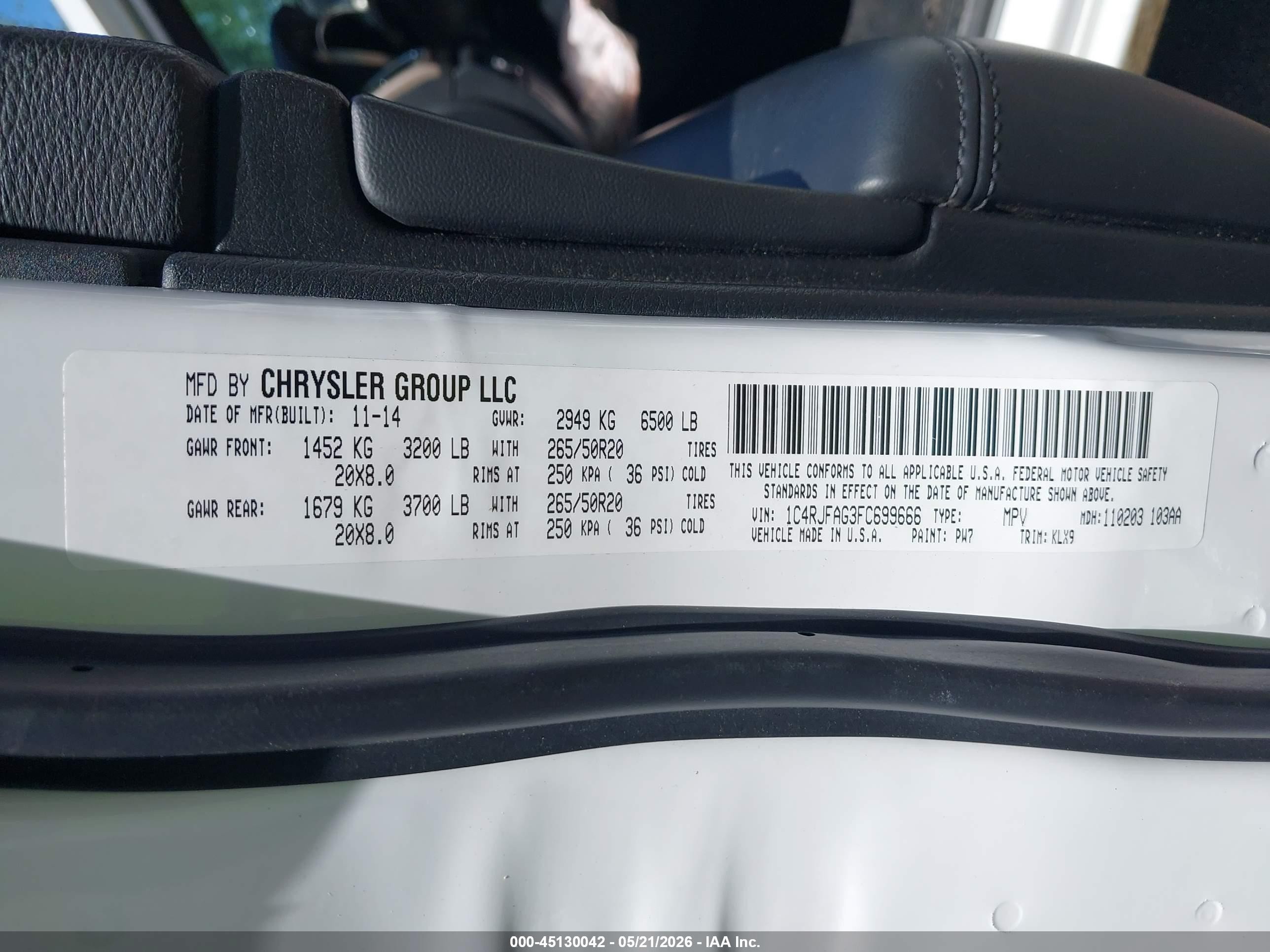 2015 Jeep Grand Cherokee Altitude White vin: 1C4RJFAG3FC699666