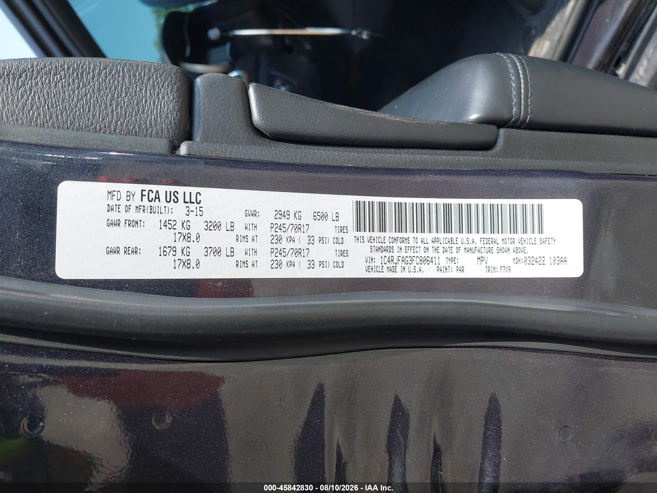 2015 Jeep Grand Cherokee Laredo Black vin: 1C4RJFAG3FC806411