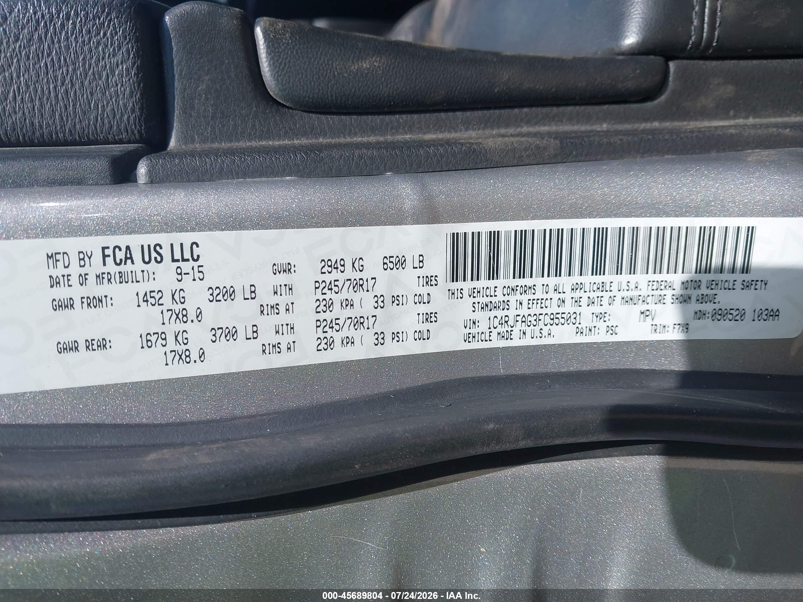 2015 Jeep Grand Cherokee Laredo Silver vin: 1C4RJFAG3FC955031