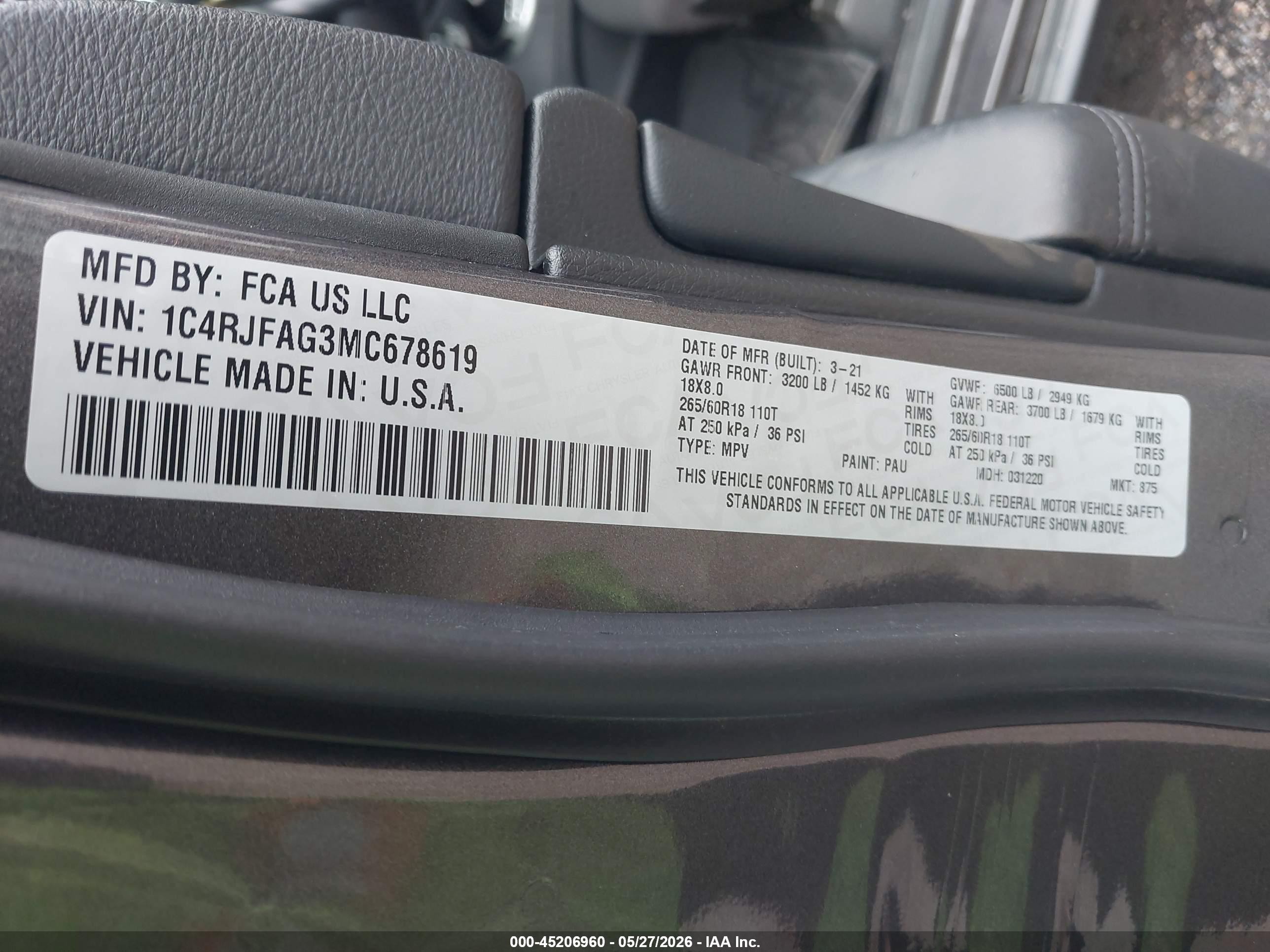 2021 Jeep Grand Cherokee Laredo E 4x4 Gray vin: 1C4RJFAG3MC678619