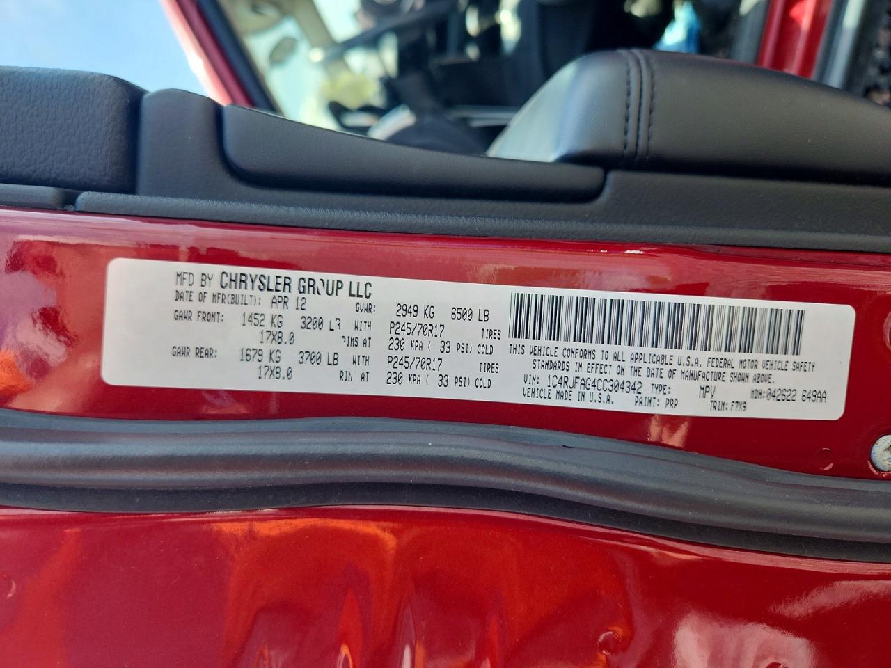 2012 Jeep Grand Cherokee Laredo Red vin: 1C4RJFAG4CC304342