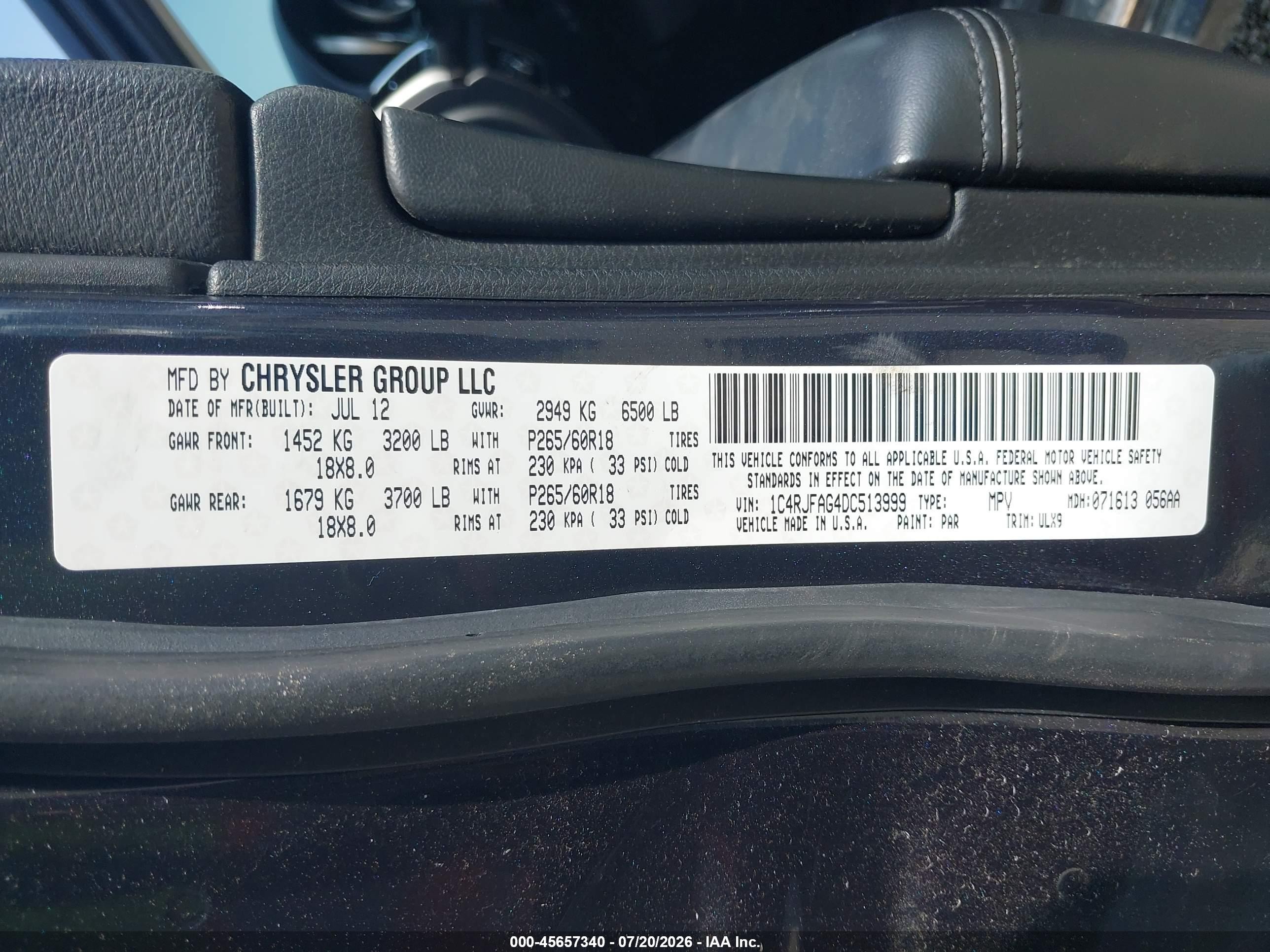 2013 Jeep Grand Cherokee Laredo Blue vin: 1C4RJFAG4DC513999