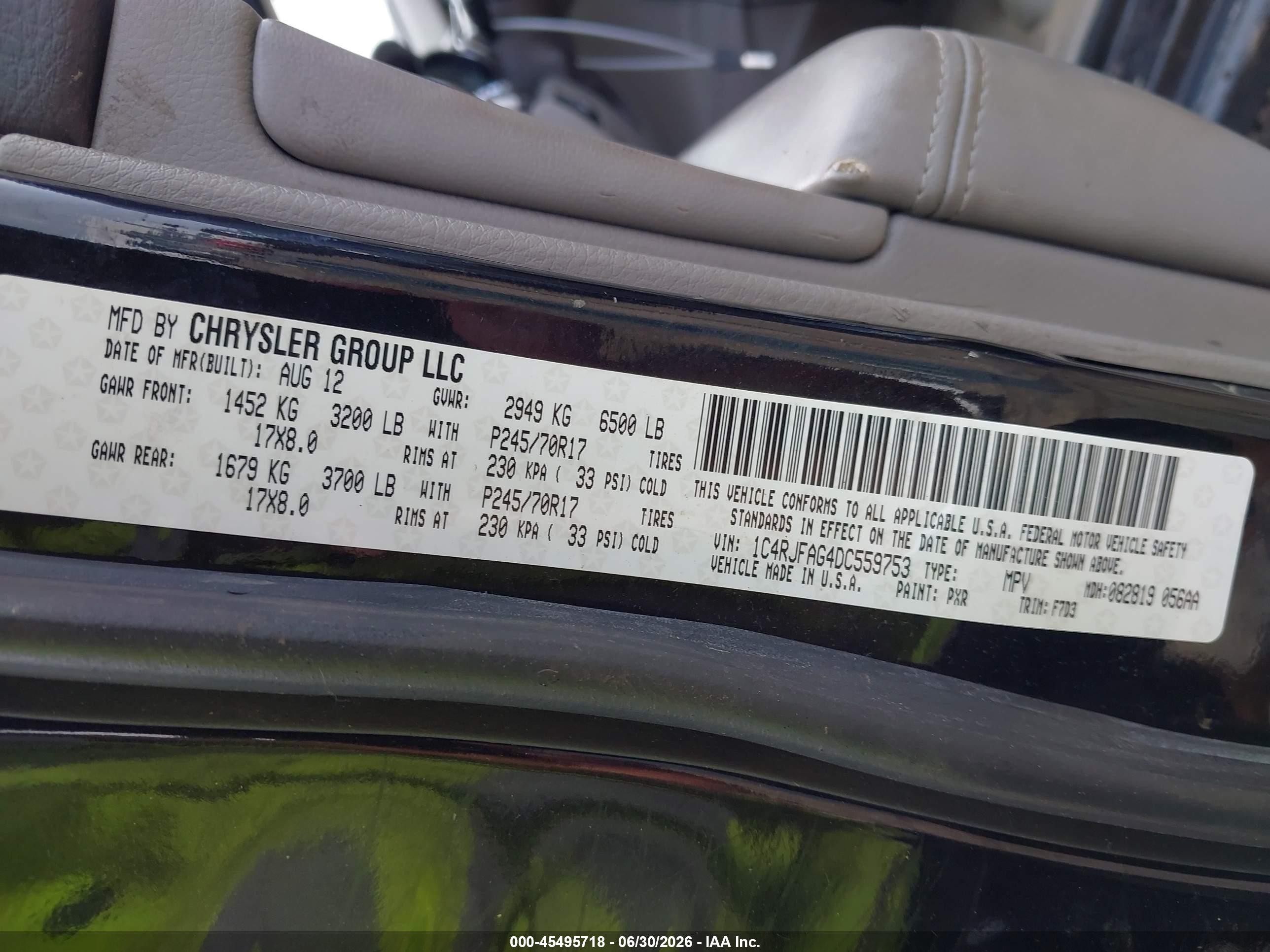 2013 Jeep Grand Cherokee Laredo Black vin: 1C4RJFAG4DC559753