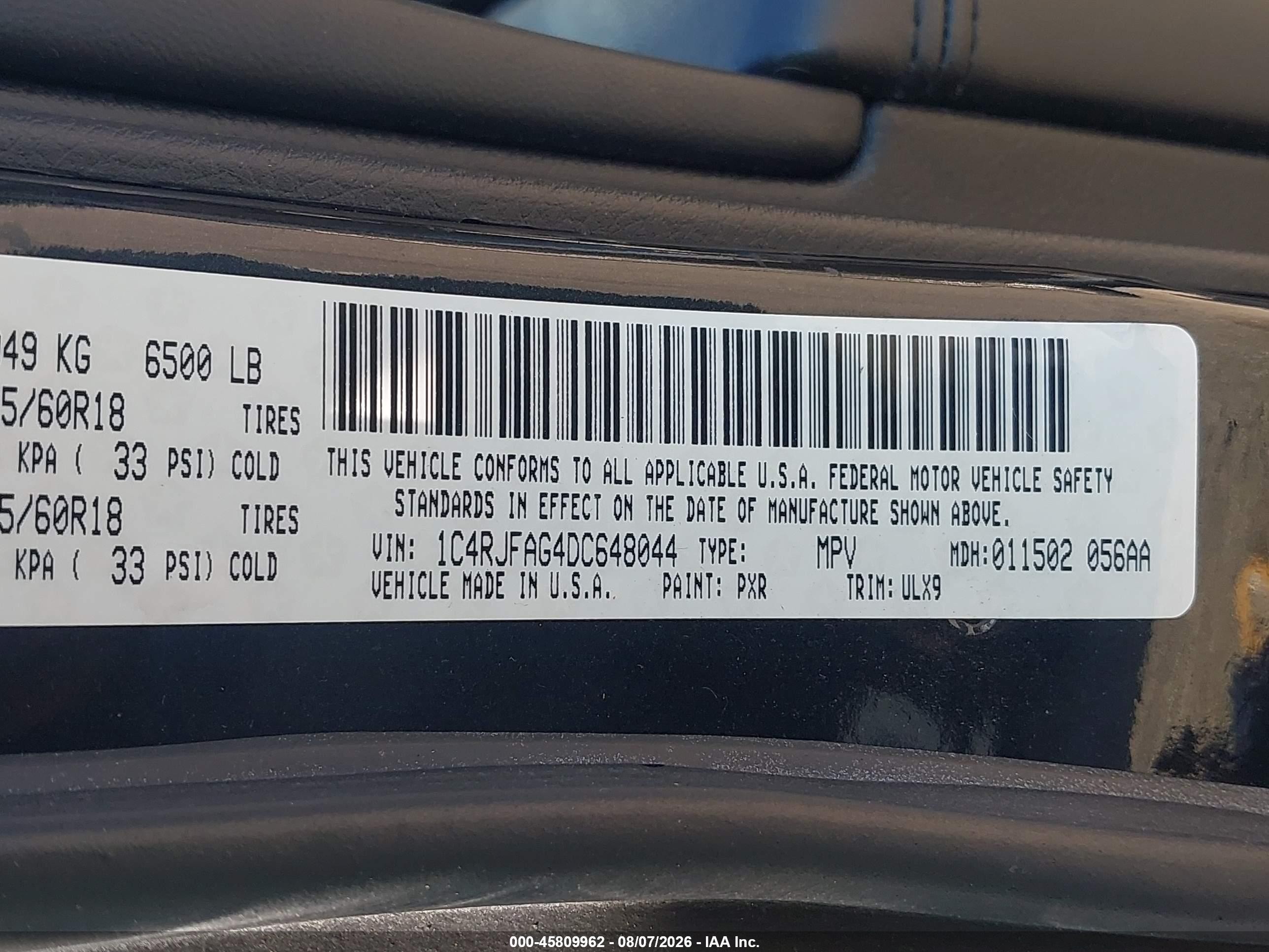 2013 Jeep Grand Cherokee Laredo Black vin: 1C4RJFAG4DC648044