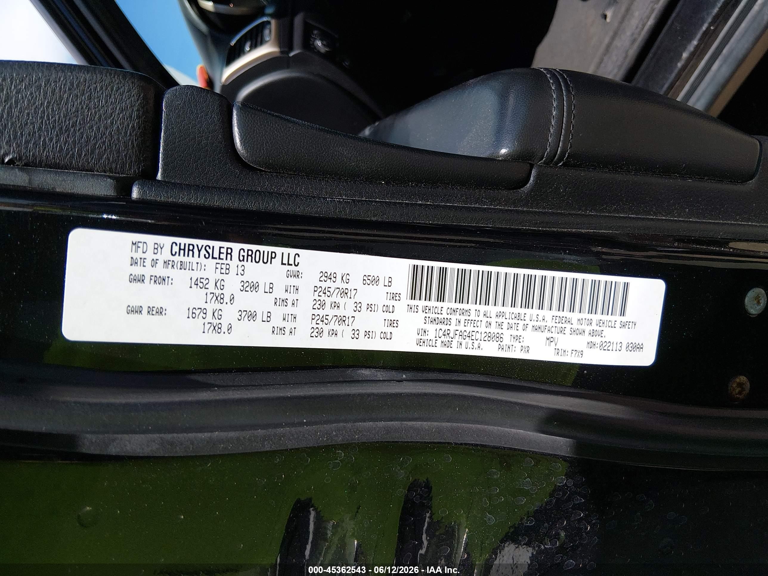 2014 Jeep Grand Cherokee Laredo Black vin: 1C4RJFAG4EC128086
