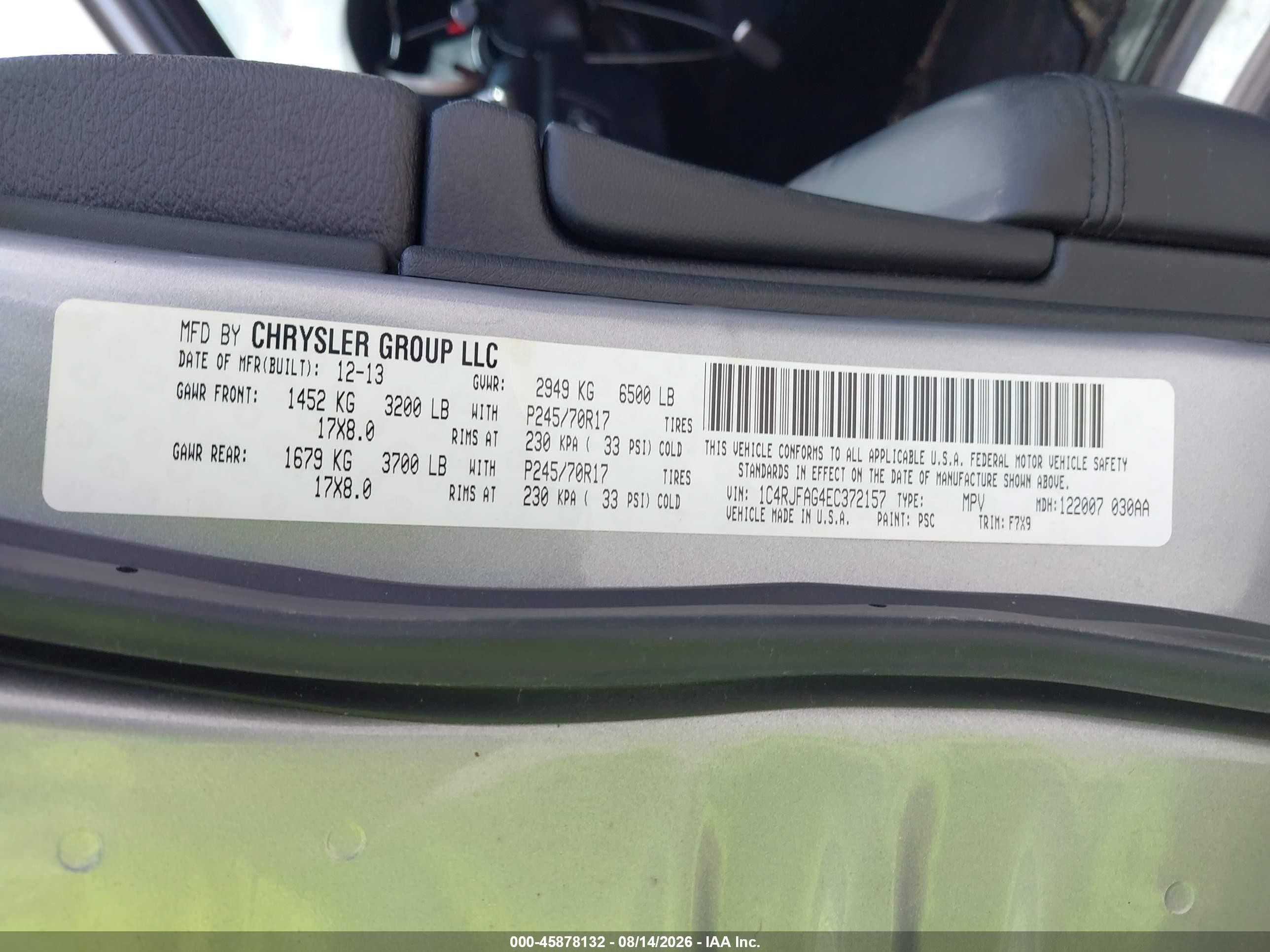 2014 Jeep Grand Cherokee Laredo Серебряный vin: 1C4RJFAG4EC372157