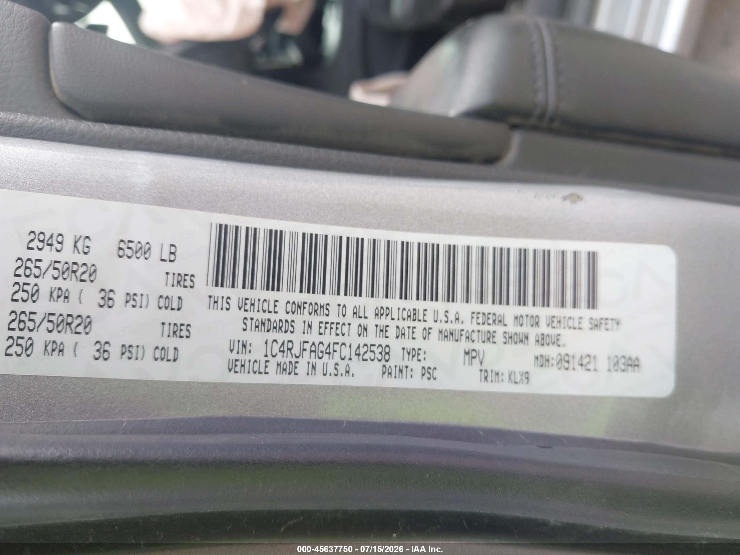2015 Jeep Grand Cherokee Altitude Silver vin: 1C4RJFAG4FC142538