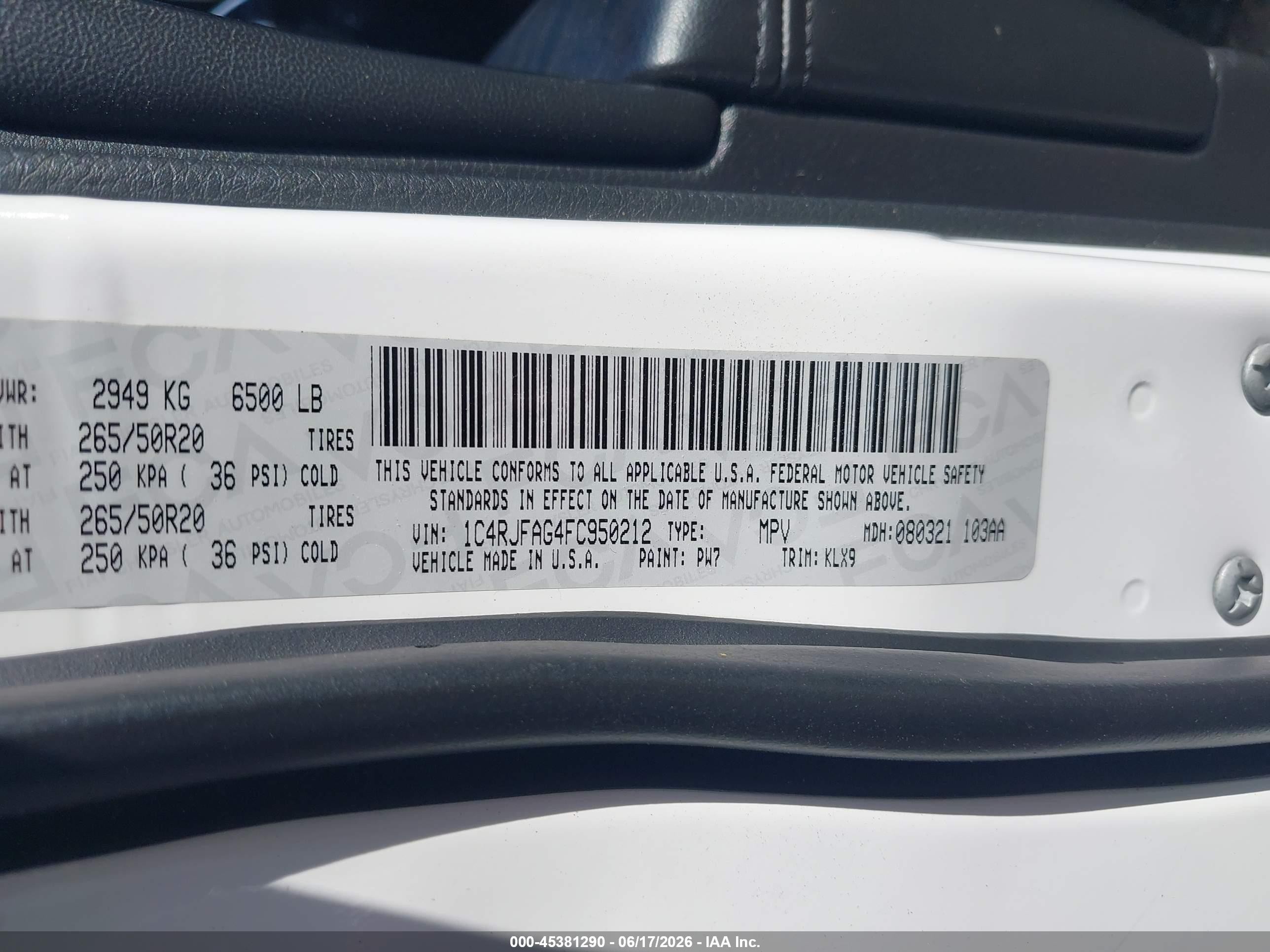 2015 Jeep Grand Cherokee Altitude White vin: 1C4RJFAG4FC950212