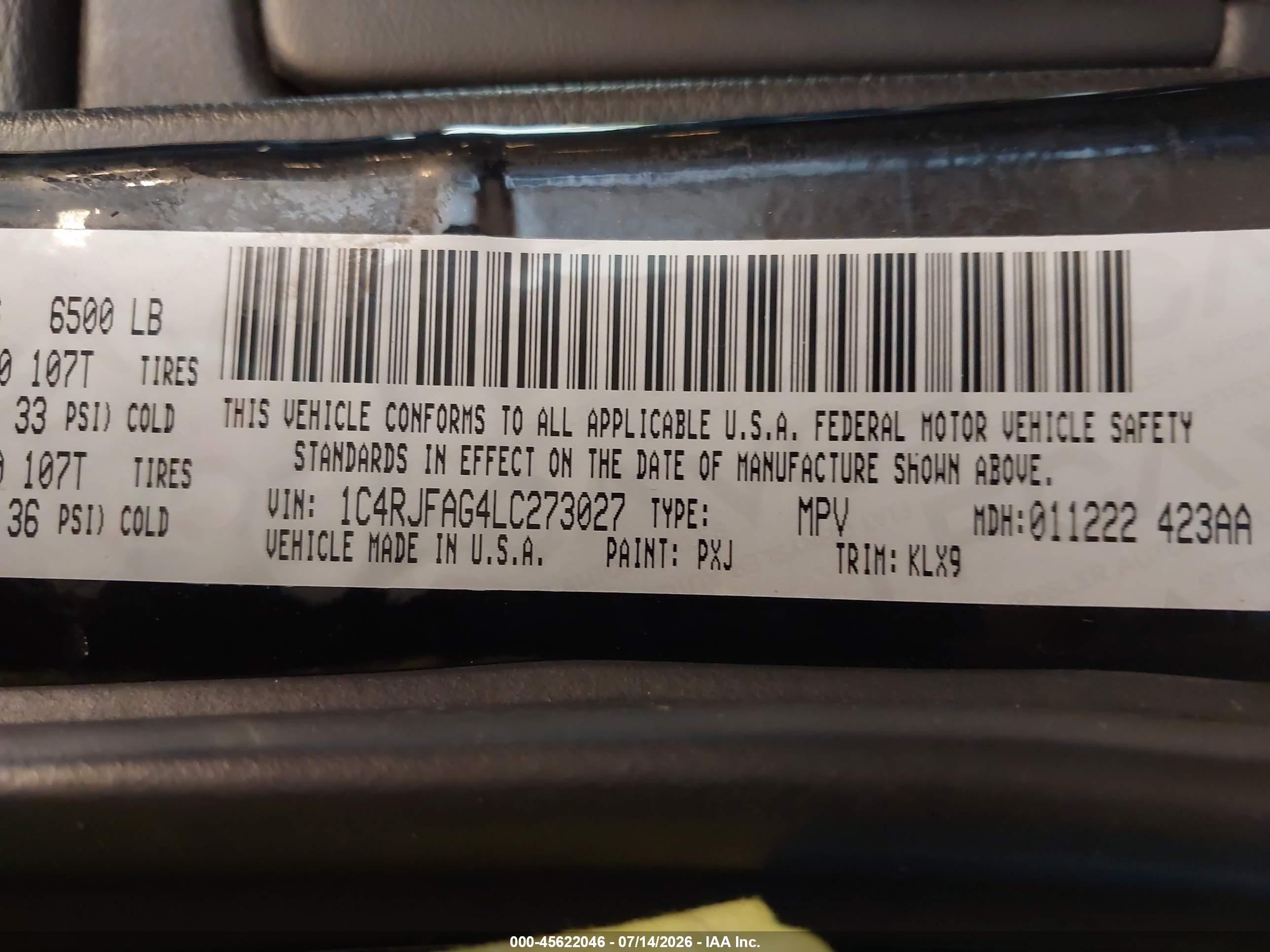2020 Jeep Grand Cherokee Altitude 4x4 Black vin: 1C4RJFAG4LC273027
