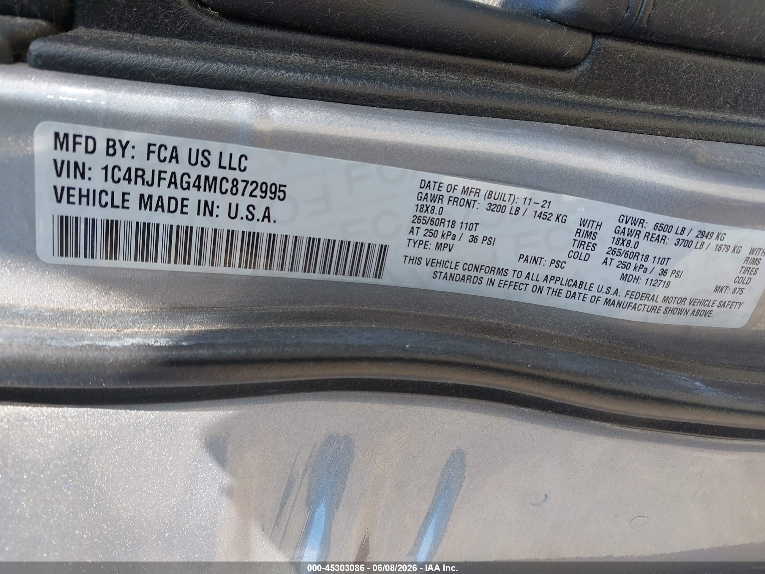 2021 Jeep Grand Cherokee Laredo E 4x4 Gray vin: 1C4RJFAG4MC872995
