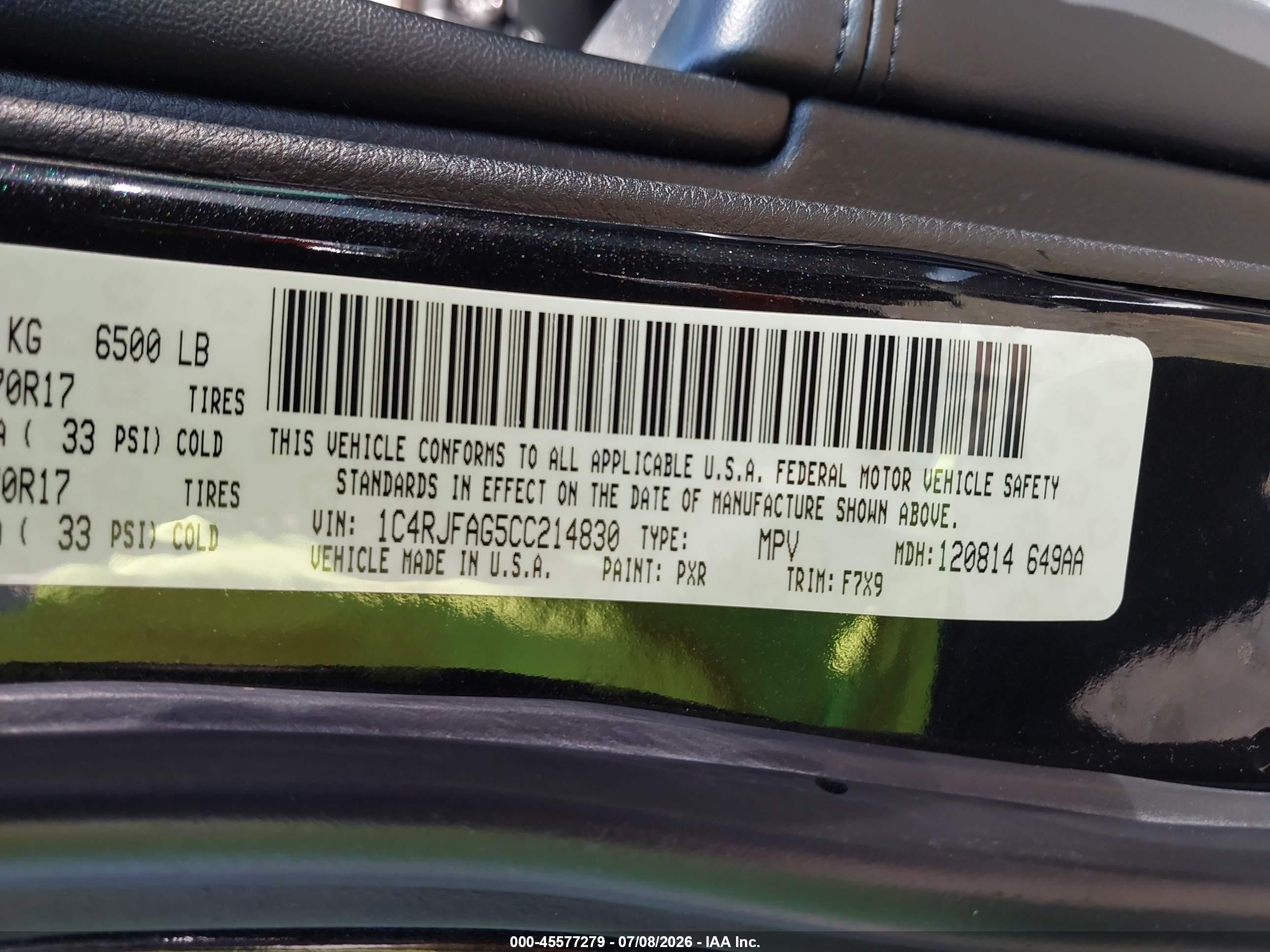 2012 Jeep Grand Cherokee Laredo Black vin: 1C4RJFAG5CC214830