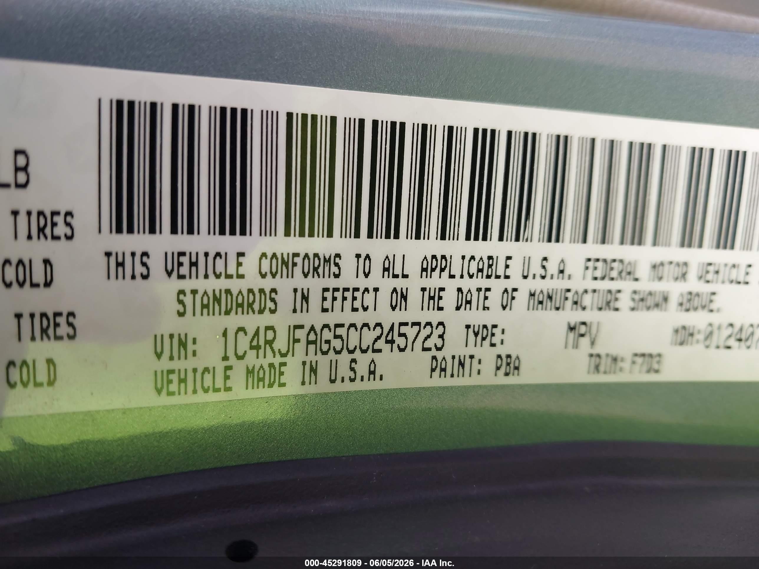 2012 Jeep Grand Cherokee Laredo Синий vin: 1C4RJFAG5CC245723