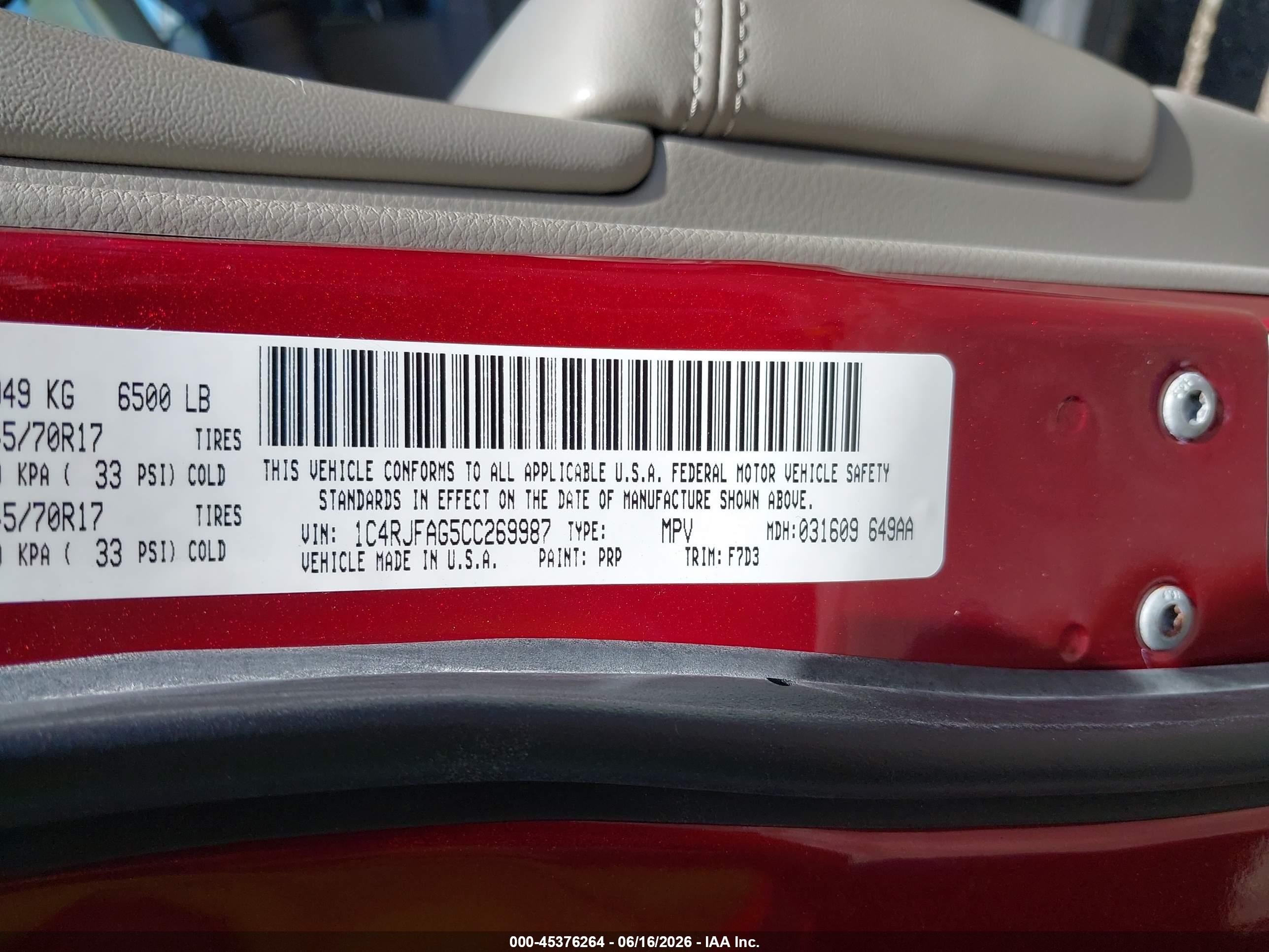 2012 Jeep Grand Cherokee Laredo Red vin: 1C4RJFAG5CC269987