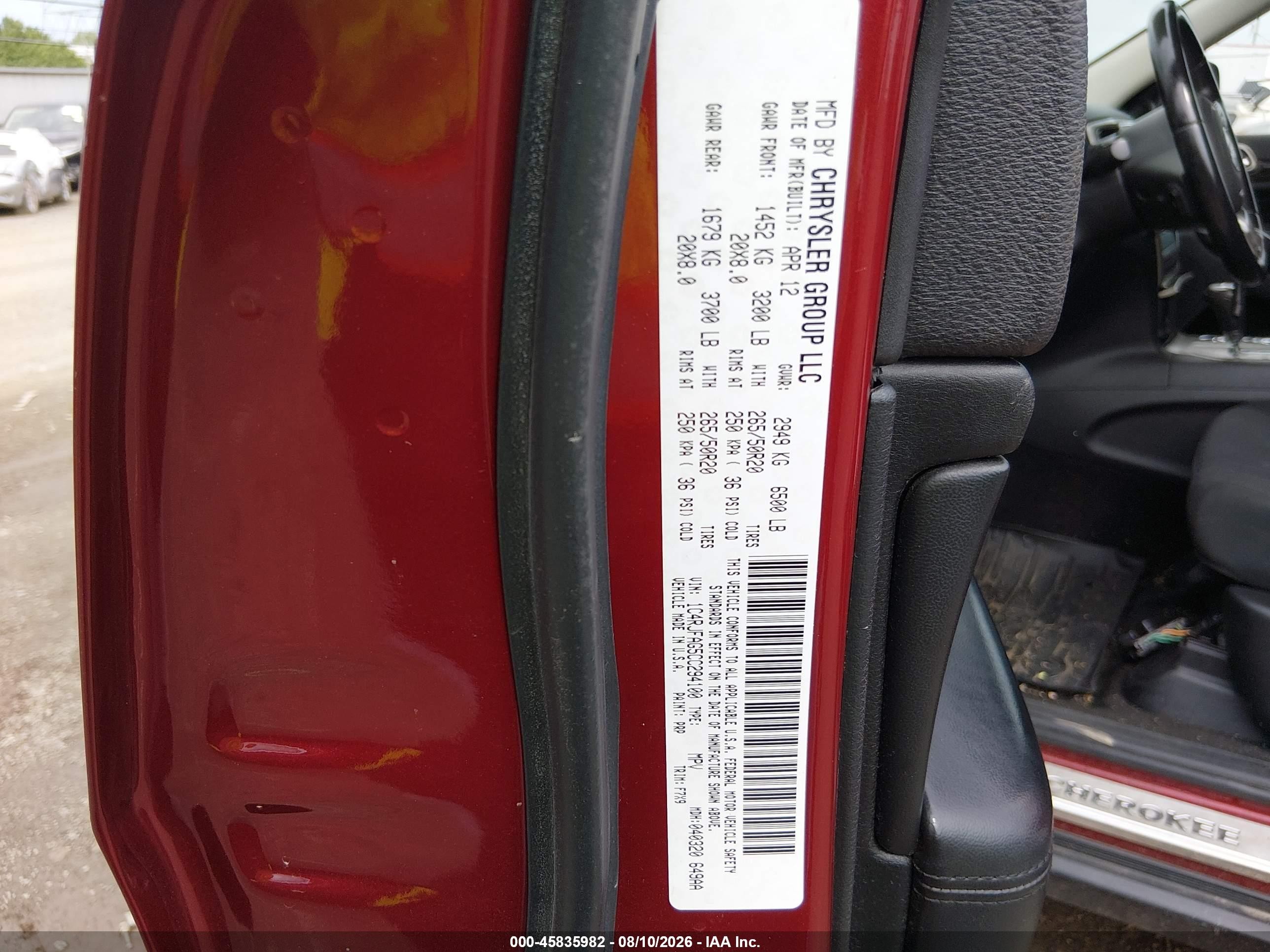 2012 Jeep Grand Cherokee Laredo Red vin: 1C4RJFAG5CC294100