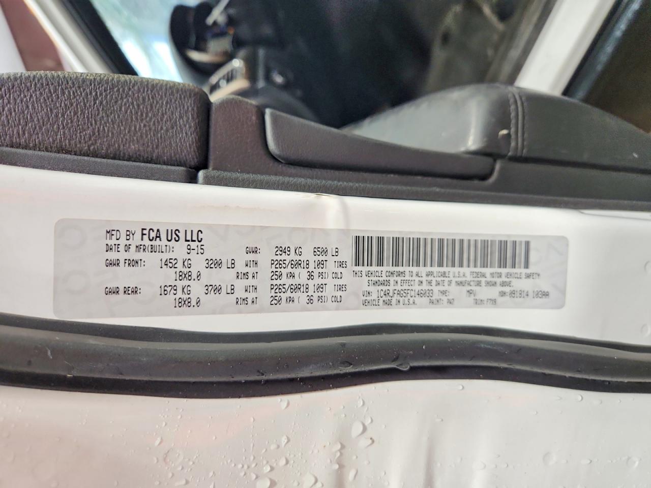 2015 Jeep Grand Cherokee Laredo White vin: 1C4RJFAG5FC146033