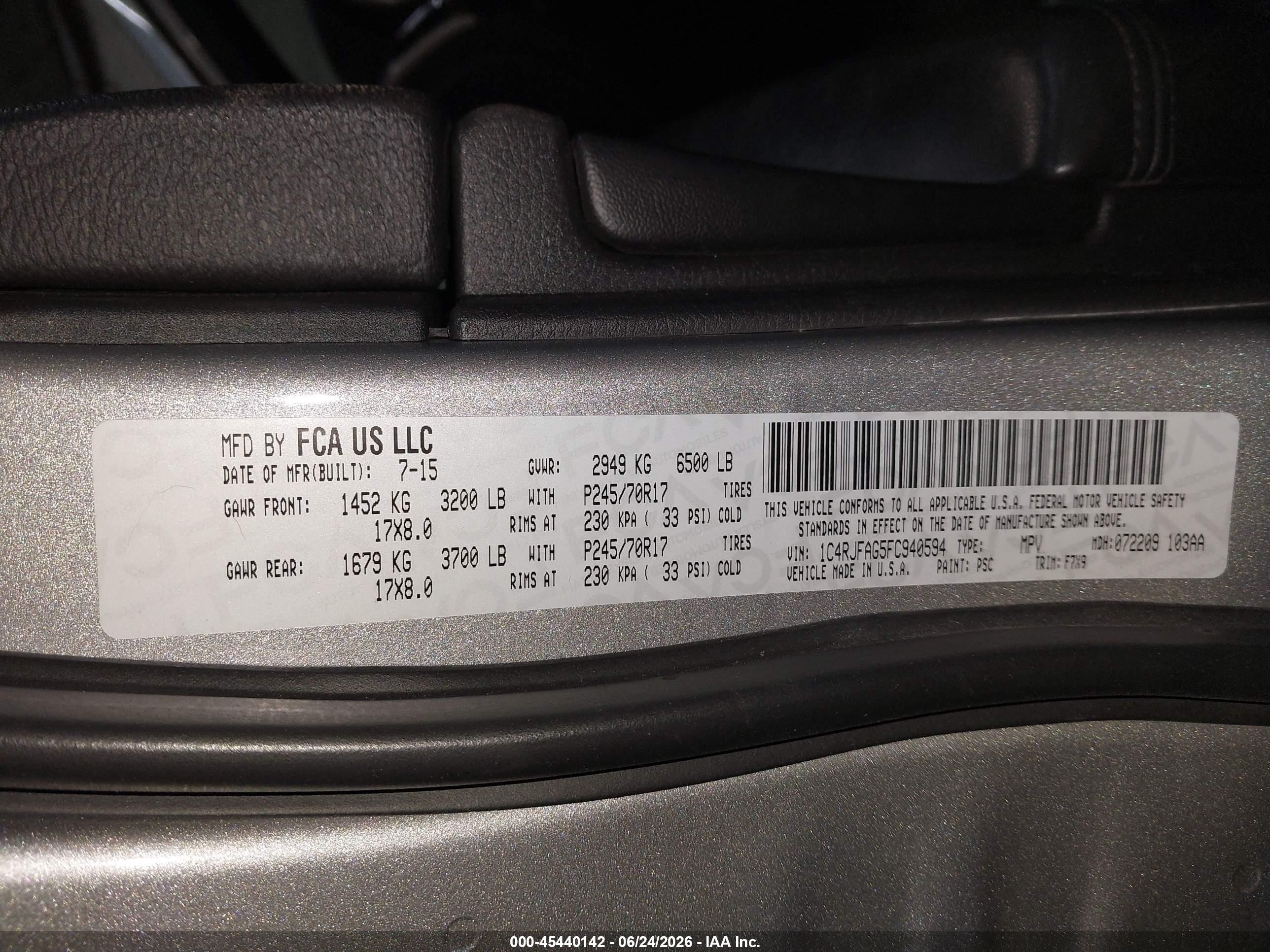 2015 Jeep Grand Cherokee Laredo Серый vin: 1C4RJFAG5FC940594