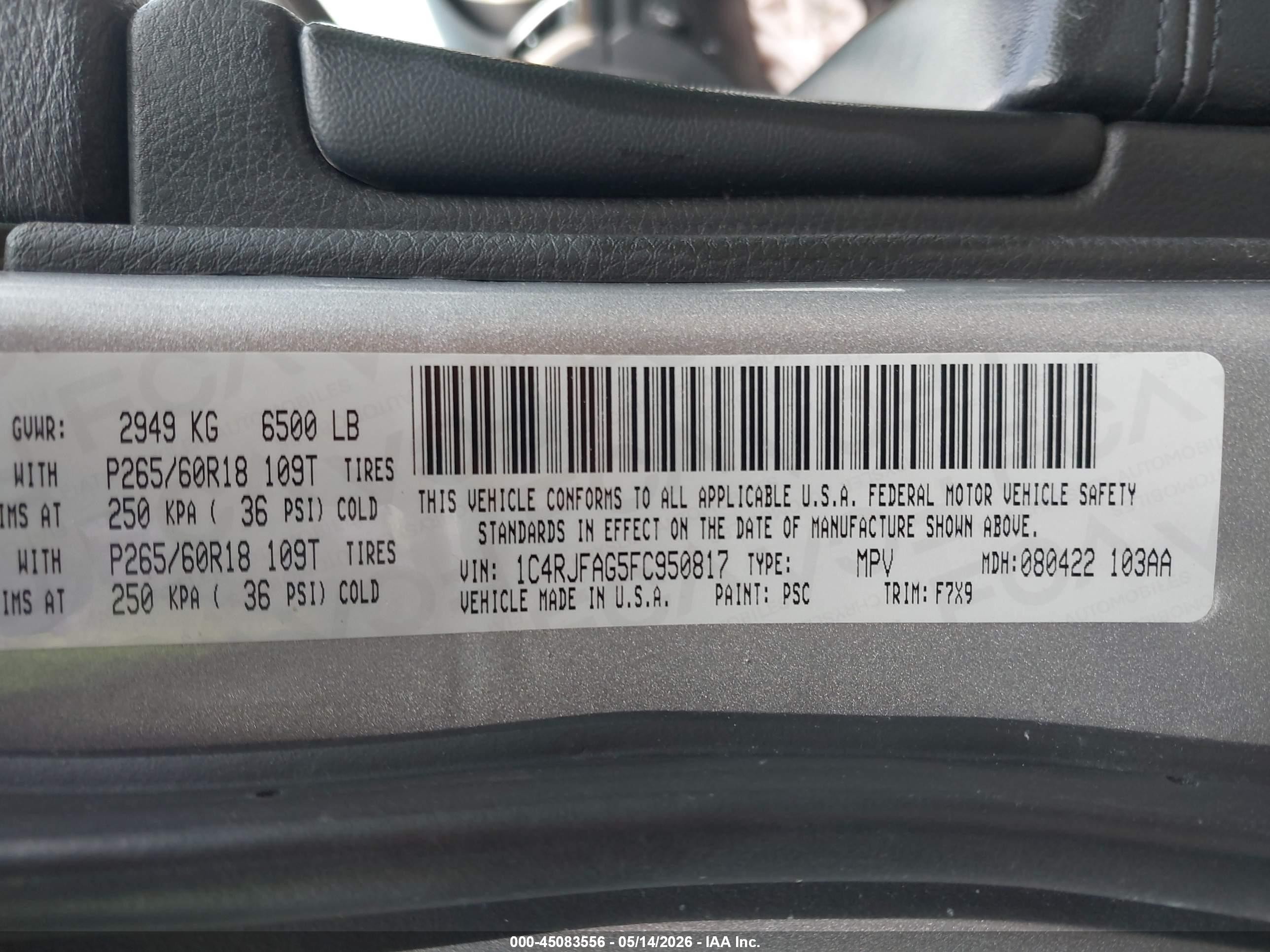 2015 Jeep Grand Cherokee Laredo Зеленый vin: 1C4RJFAG5FC950817