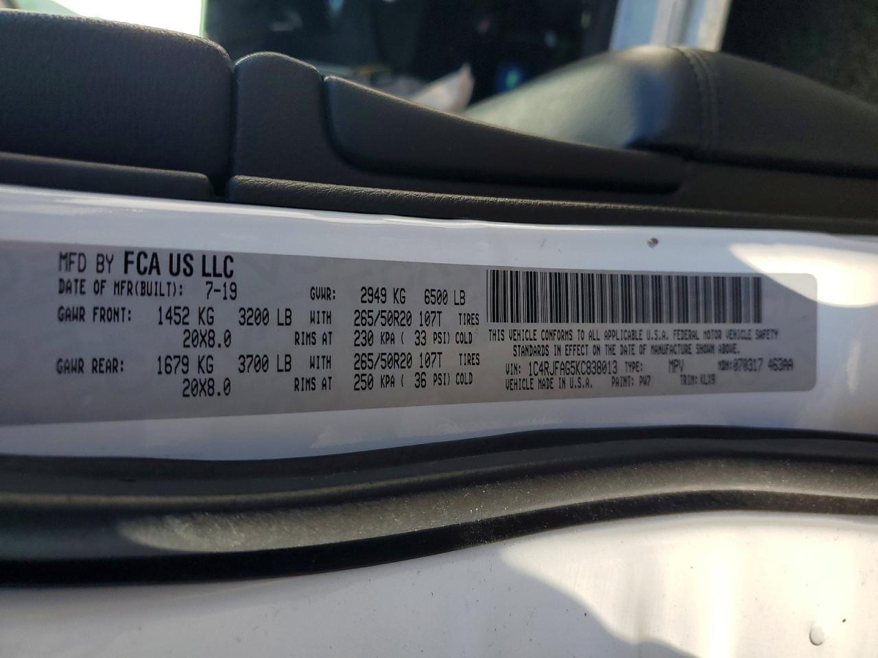 2019 Jeep Grand Cherokee Laredo White vin: 1C4RJFAG5KC838013