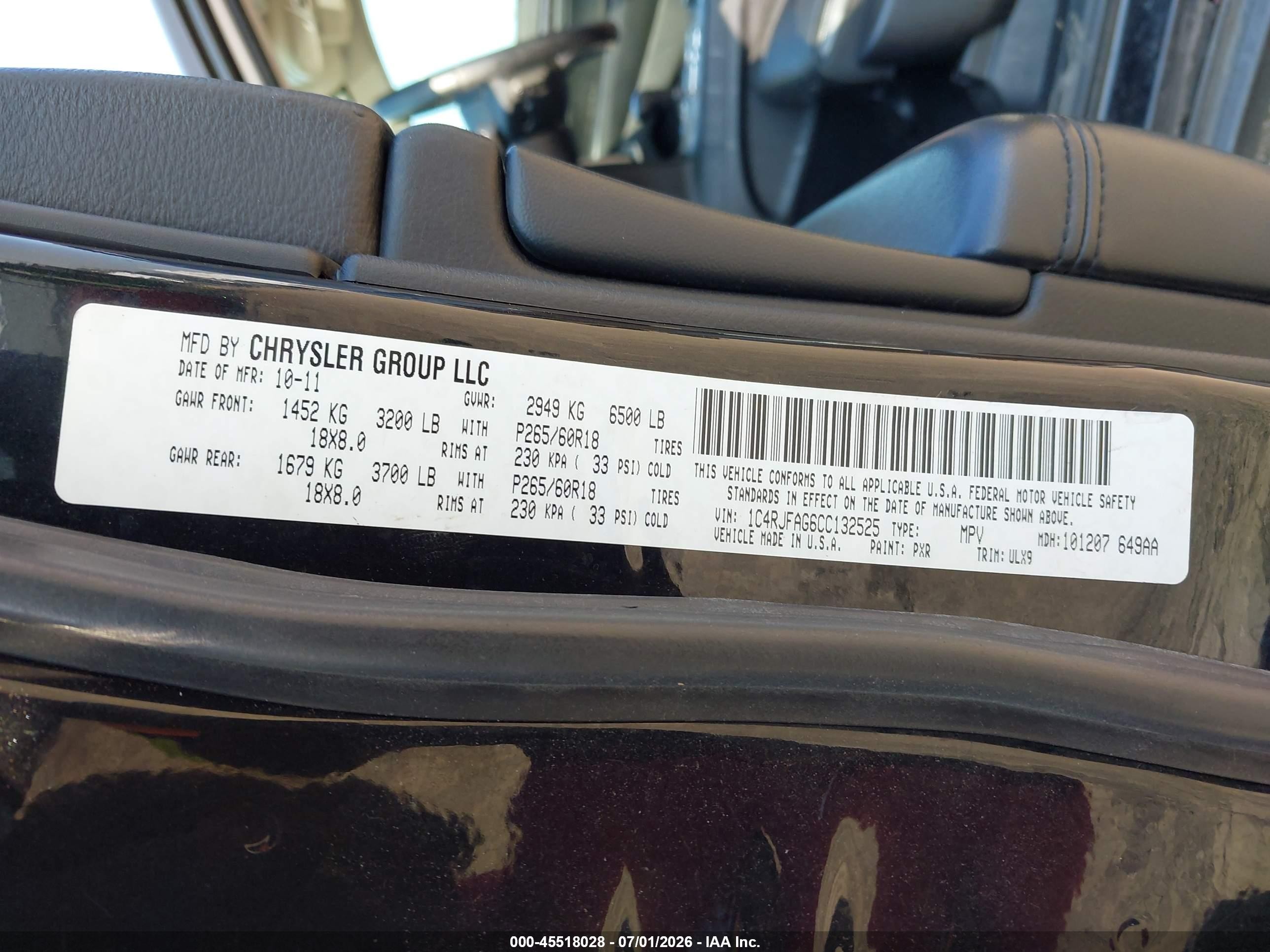 2012 Jeep Grand Cherokee Laredo Black vin: 1C4RJFAG6CC132525