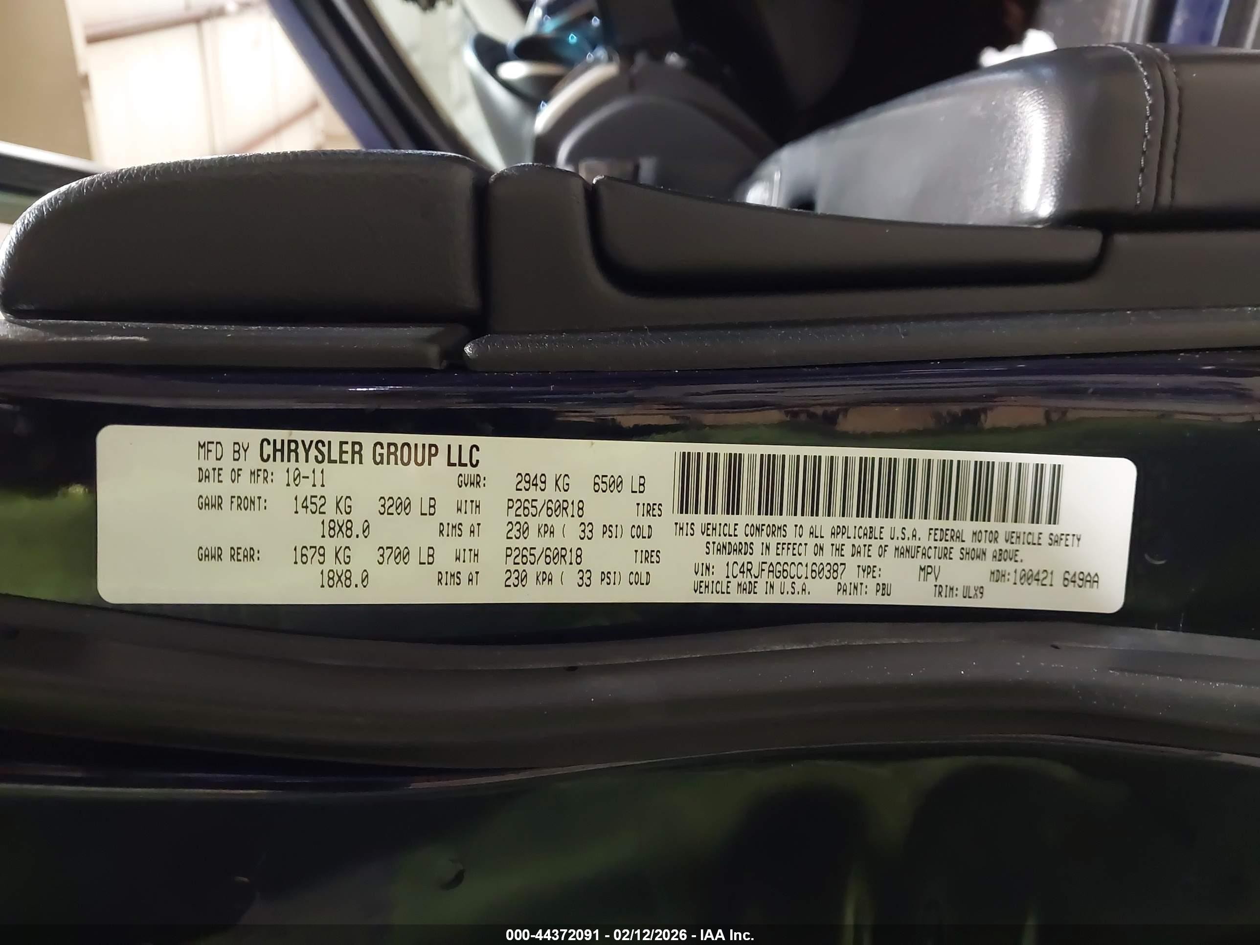 2012 Jeep Grand Cherokee Laredo Dark Blue vin: 1C4RJFAG6CC160387