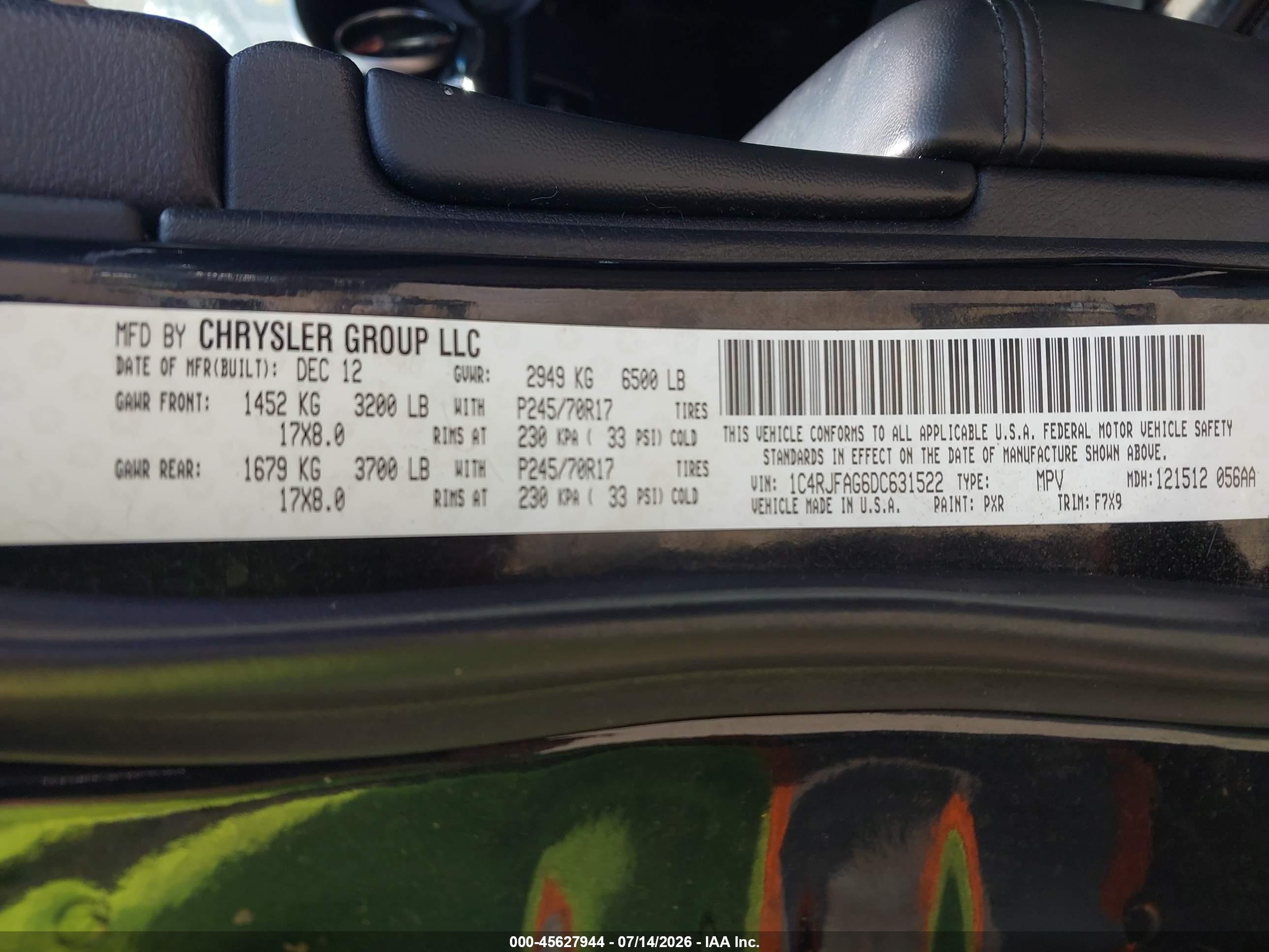 2013 Jeep Grand Cherokee Laredo Черный vin: 1C4RJFAG6DC631522