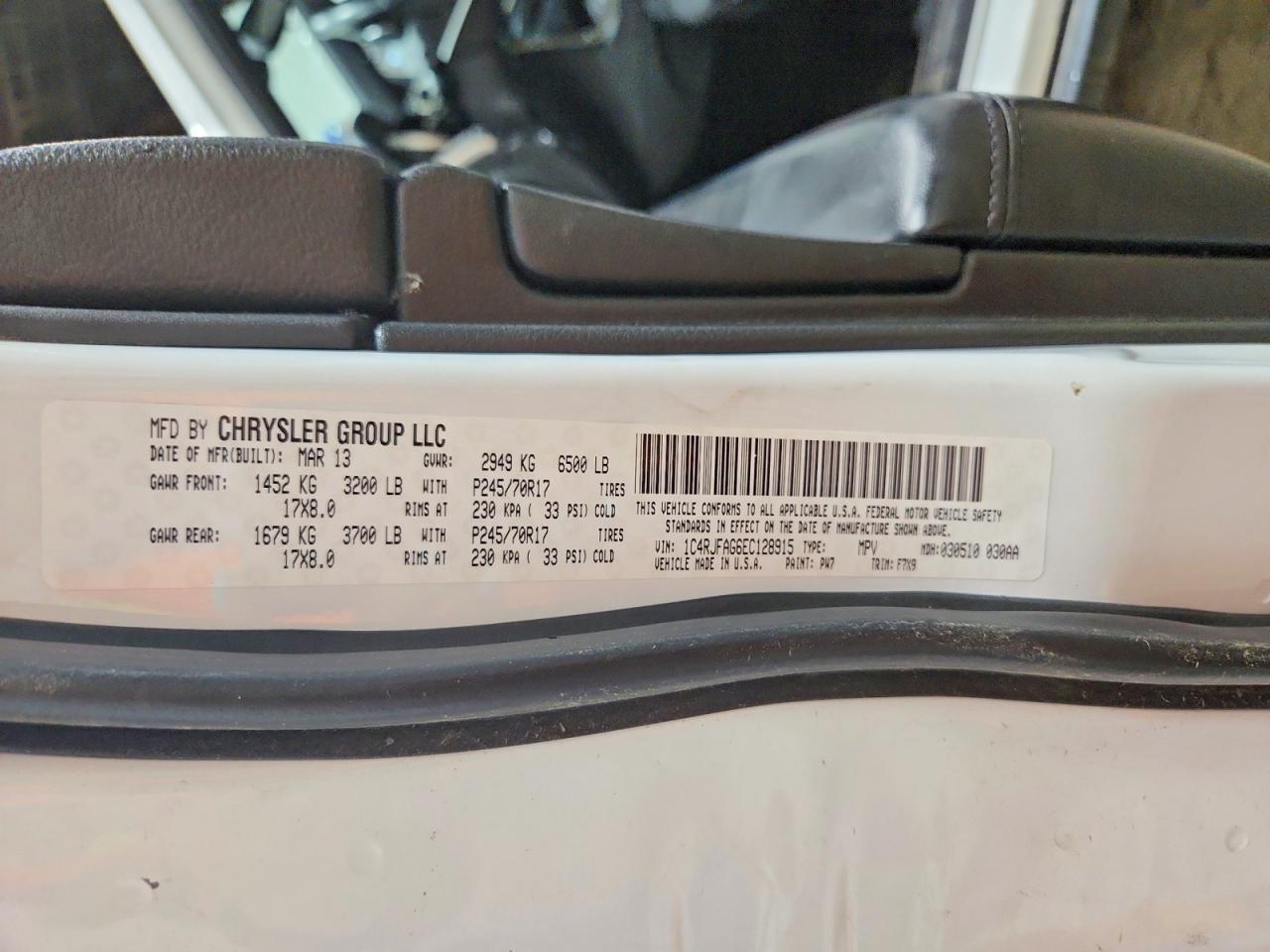 2014 Jeep Gran Chero White vin: 1C4RJFAG6EC128915