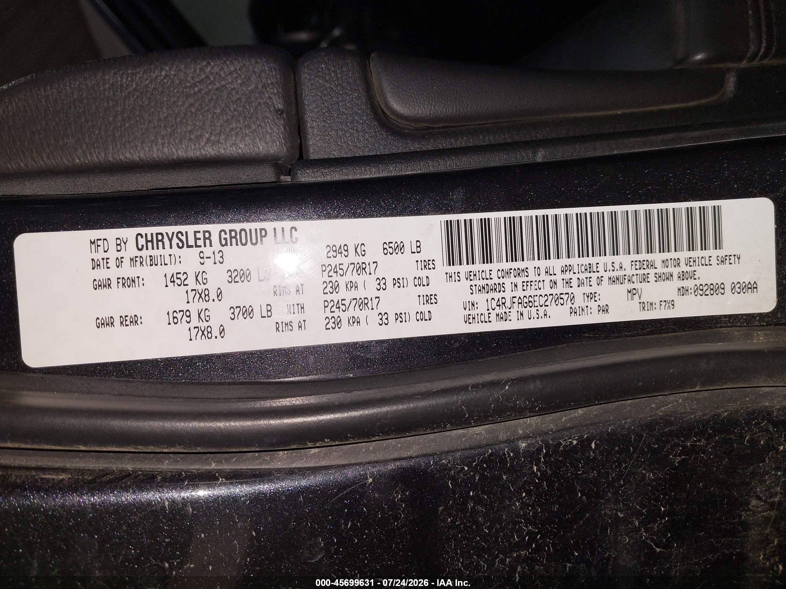 2014 Jeep Grand Cherokee Laredo Black vin: 1C4RJFAG6EC270570
