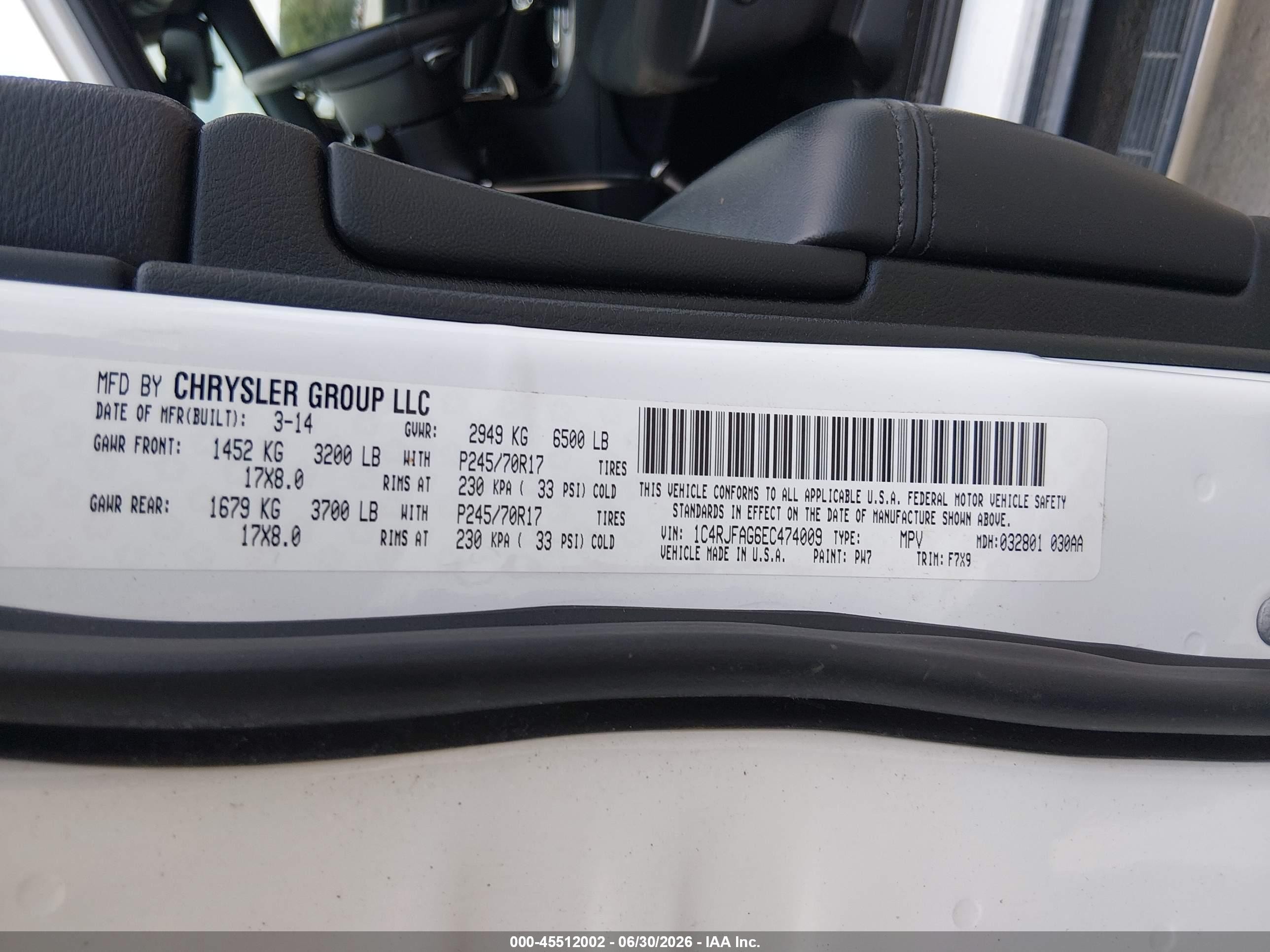 2014 Jeep Grand Cherokee Laredo White vin: 1C4RJFAG6EC474009
