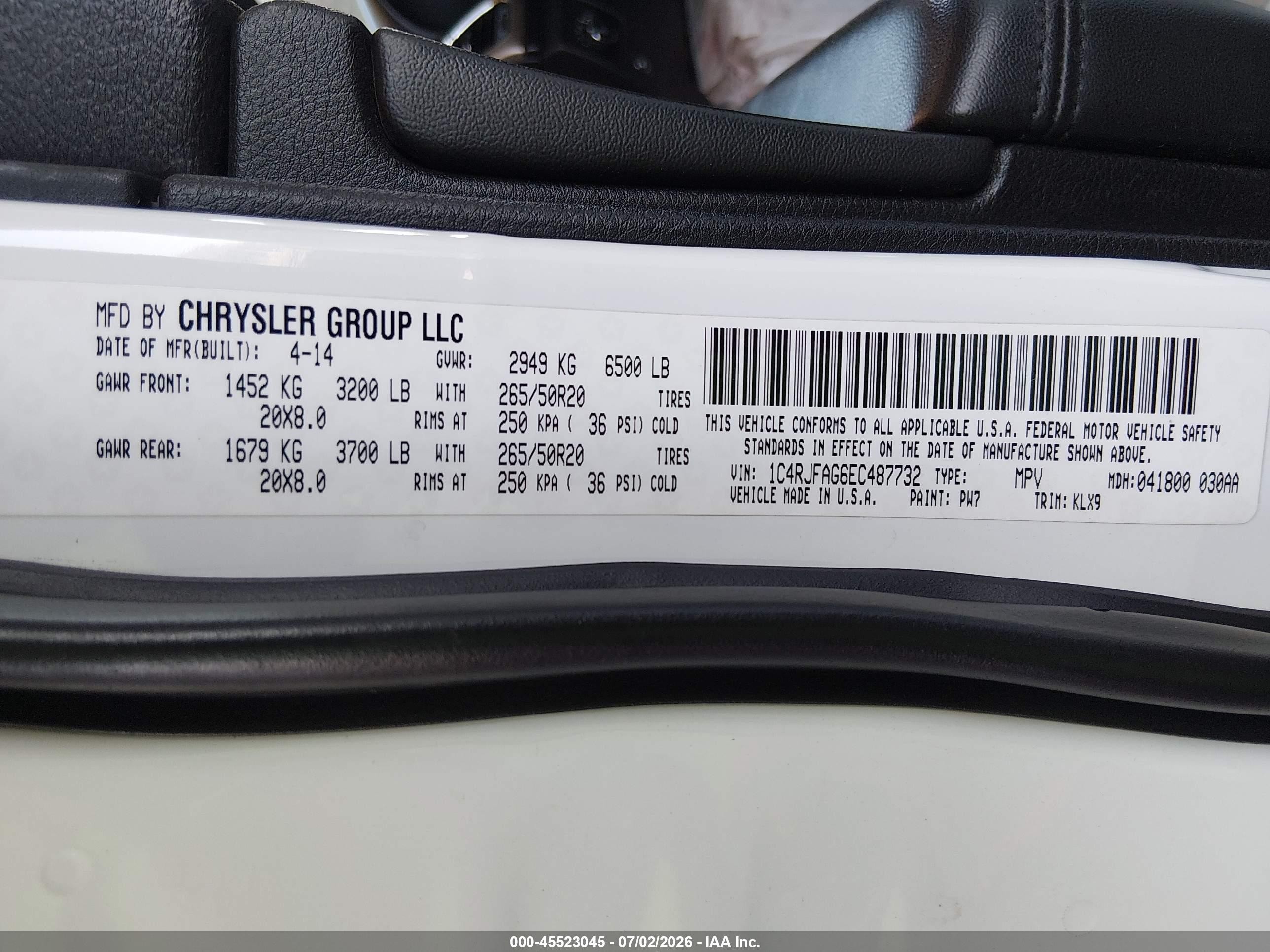 2014 Jeep Grand Cherokee Altitude White vin: 1C4RJFAG6EC487732