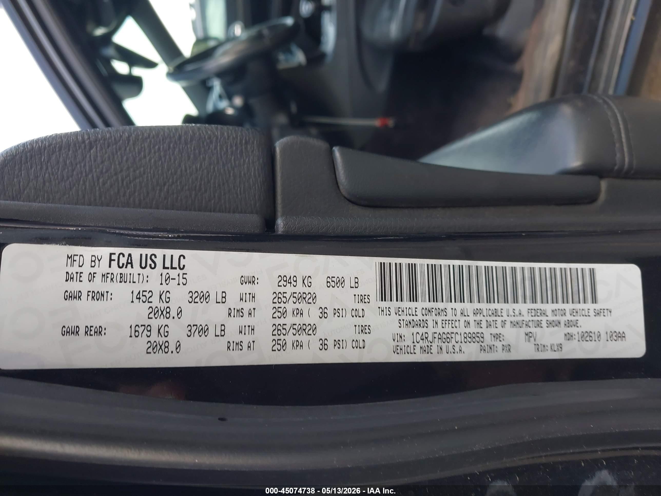 2015 Jeep Grand Cherokee Altitude Black vin: 1C4RJFAG6FC189859
