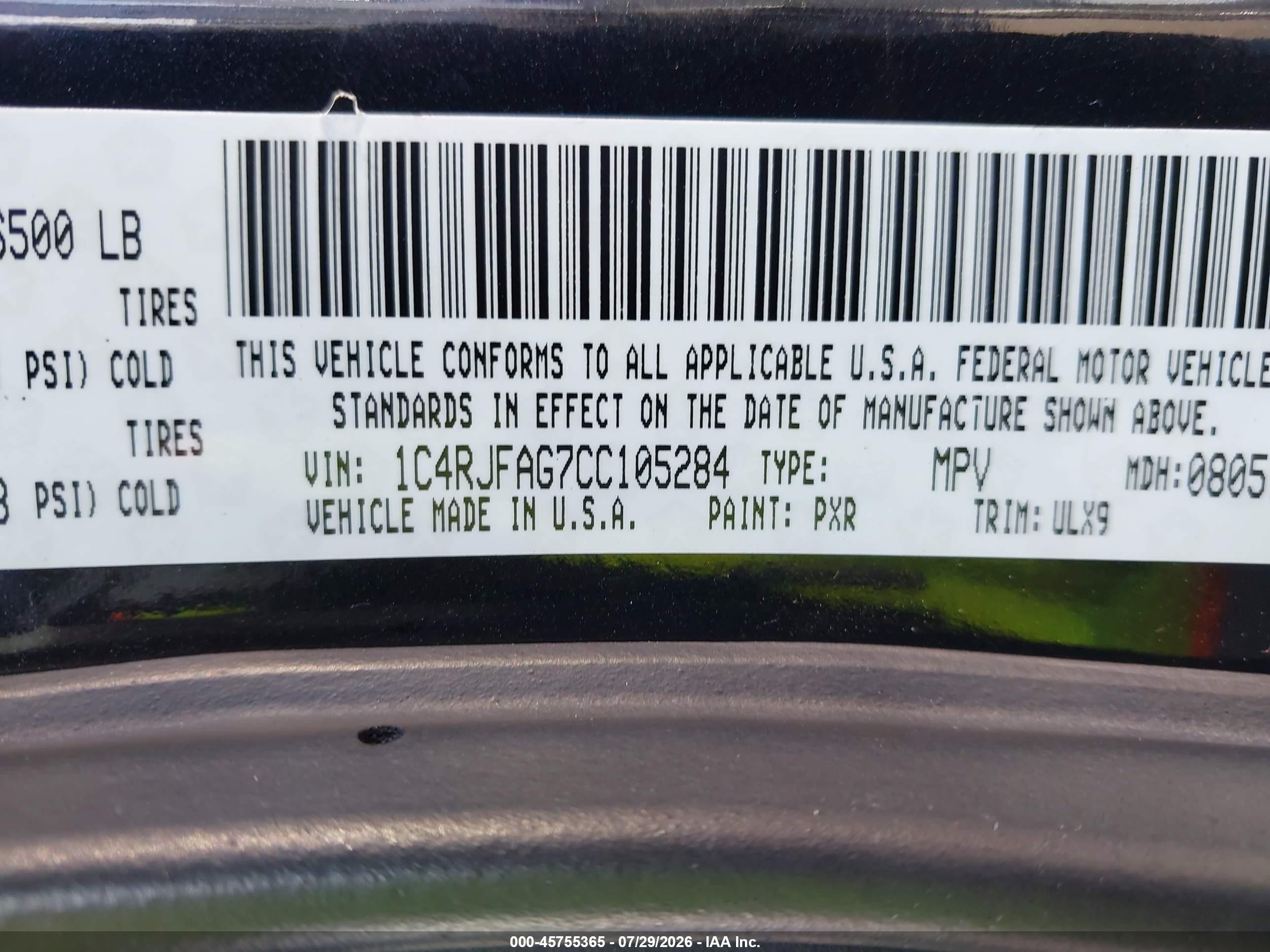 2012 Jeep Grand Cherokee Laredo Черный vin: 1C4RJFAG7CC105284