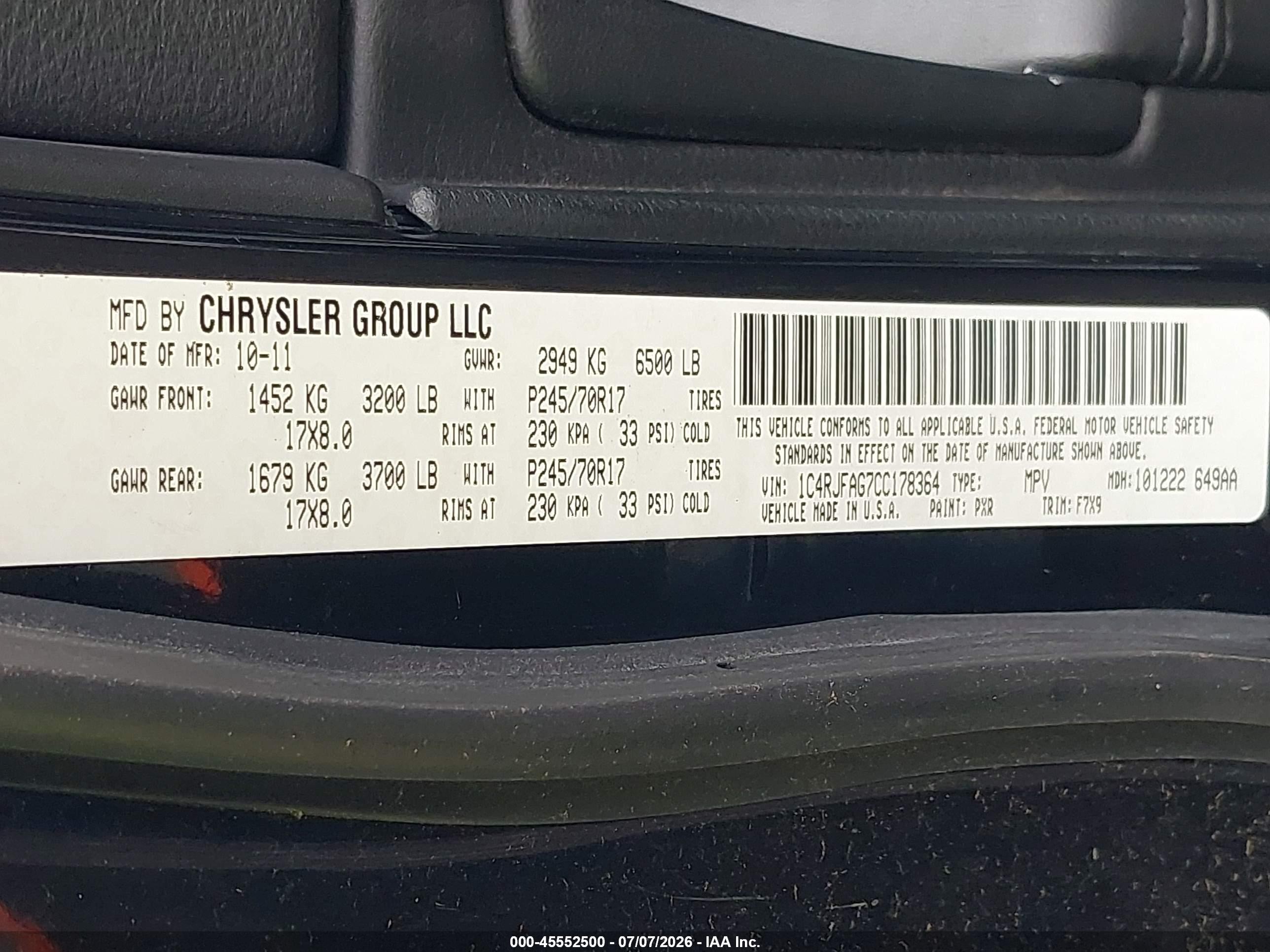 2012 Jeep Grand Cherokee Laredo Black vin: 1C4RJFAG7CC178364