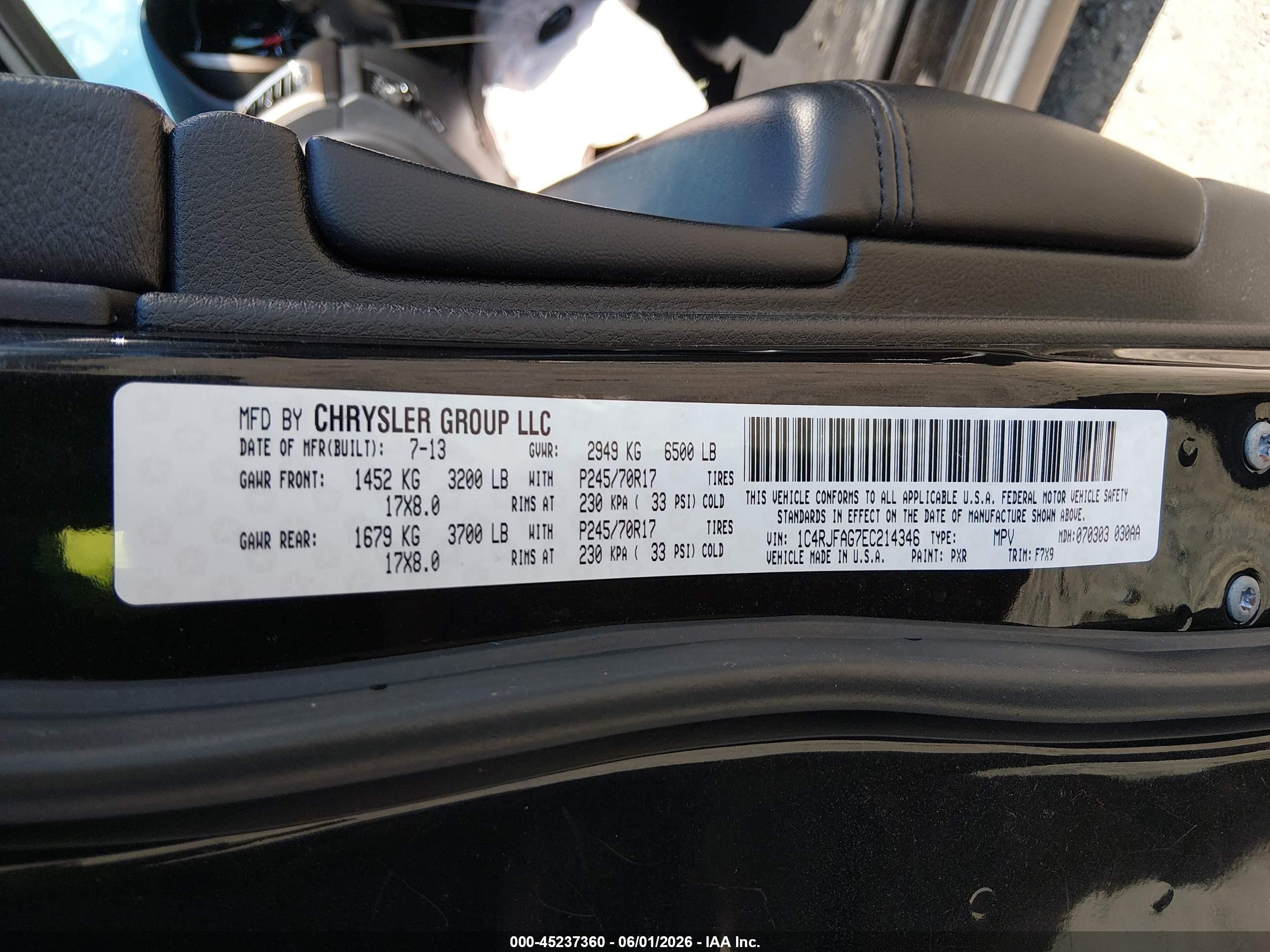 2014 Jeep Grand Cherokee Laredo Black vin: 1C4RJFAG7EC214346