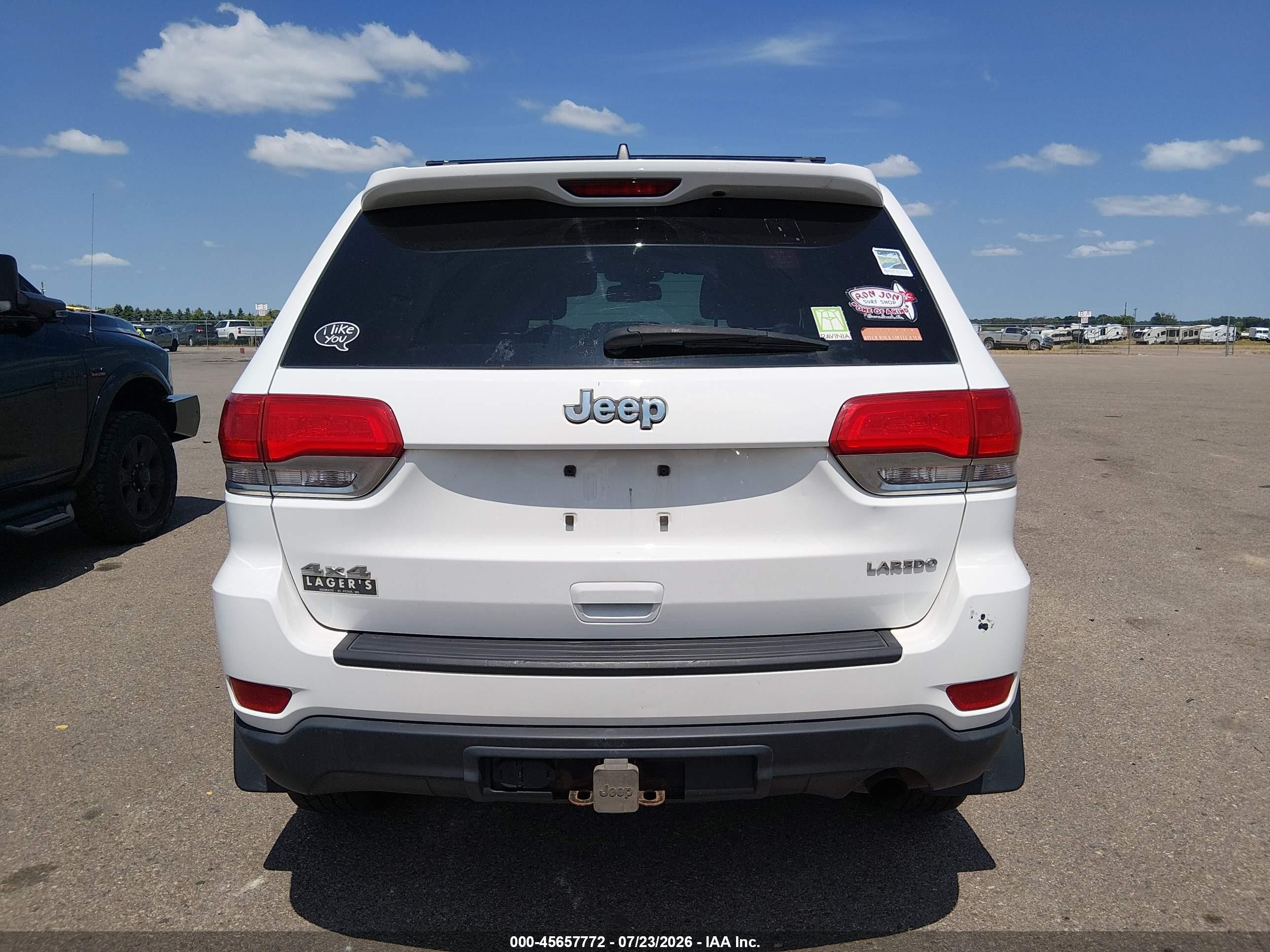 2014 Jeep Grand Cherokee Laredo White vin: 1C4RJFAG7EC230689