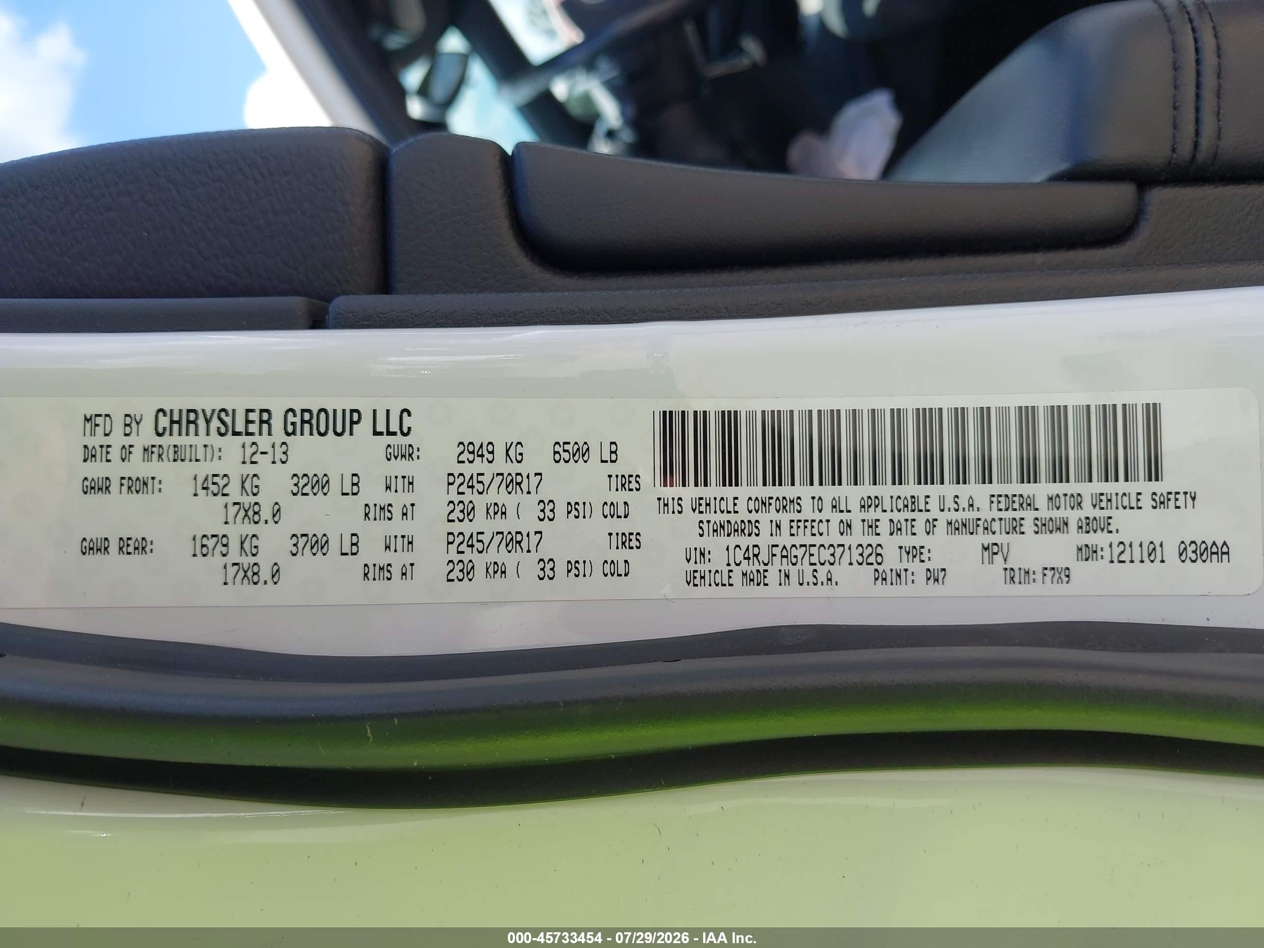 2014 Jeep Grand Cherokee Laredo Белый vin: 1C4RJFAG7EC371326