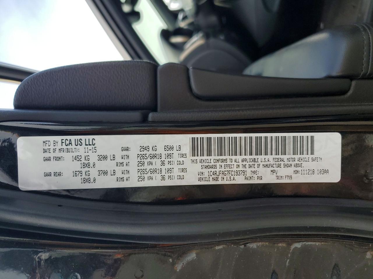 2015 Jeep Grand Cherokee Laredo Black vin: 1C4RJFAG7FC193791