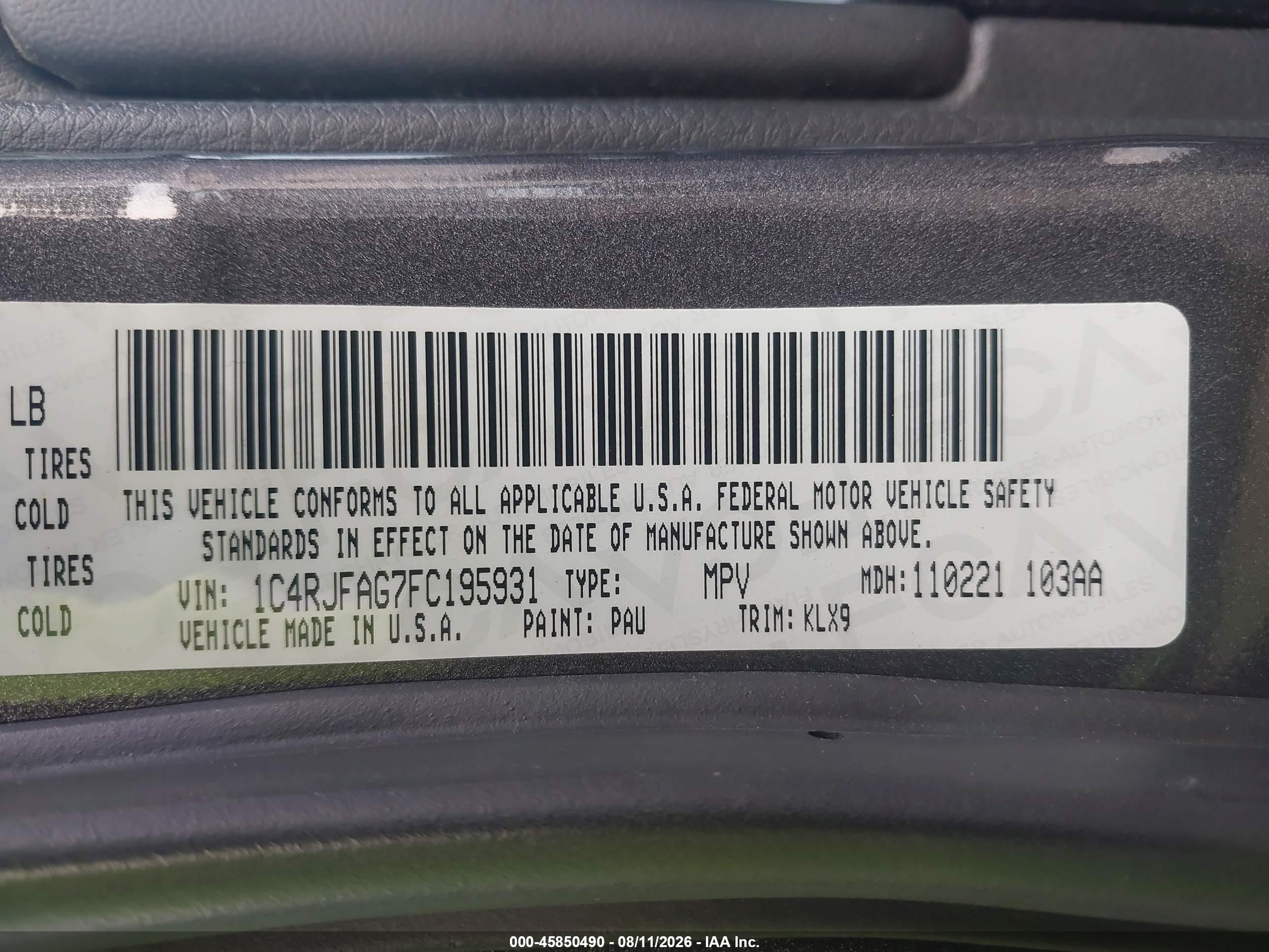 2015 Jeep Grand Cherokee Altitude Gray vin: 1C4RJFAG7FC195931
