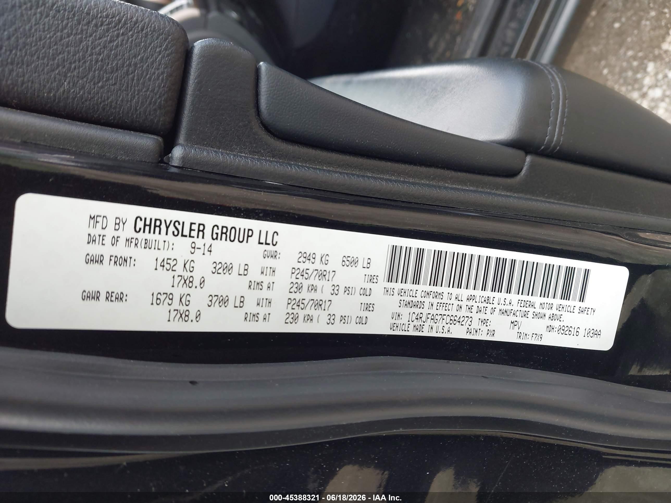 2015 Jeep Grand Cherokee Laredo Black vin: 1C4RJFAG7FC664273