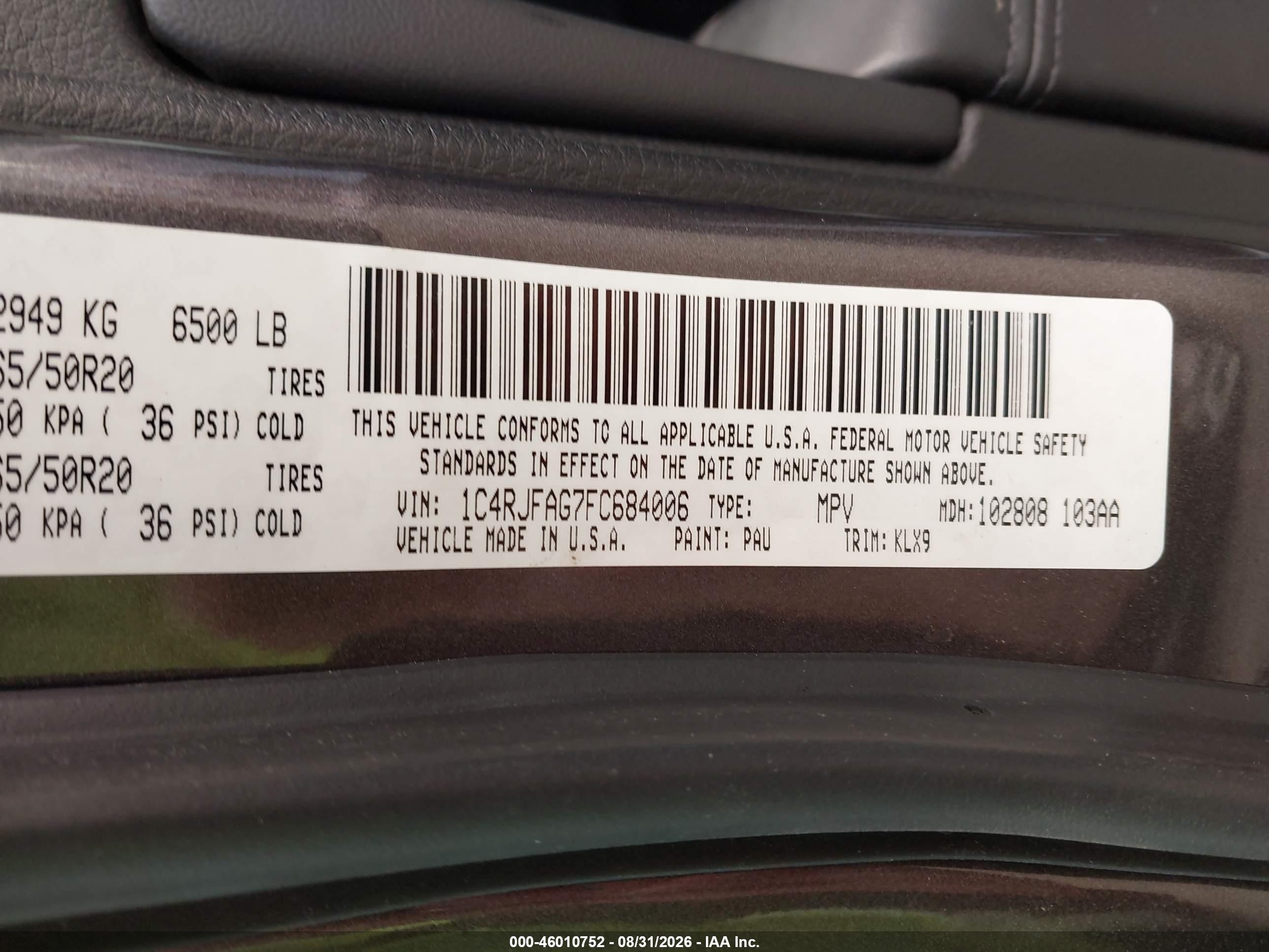 2015 Jeep Grand Cherokee Altitude Серый vin: 1C4RJFAG7FC684006