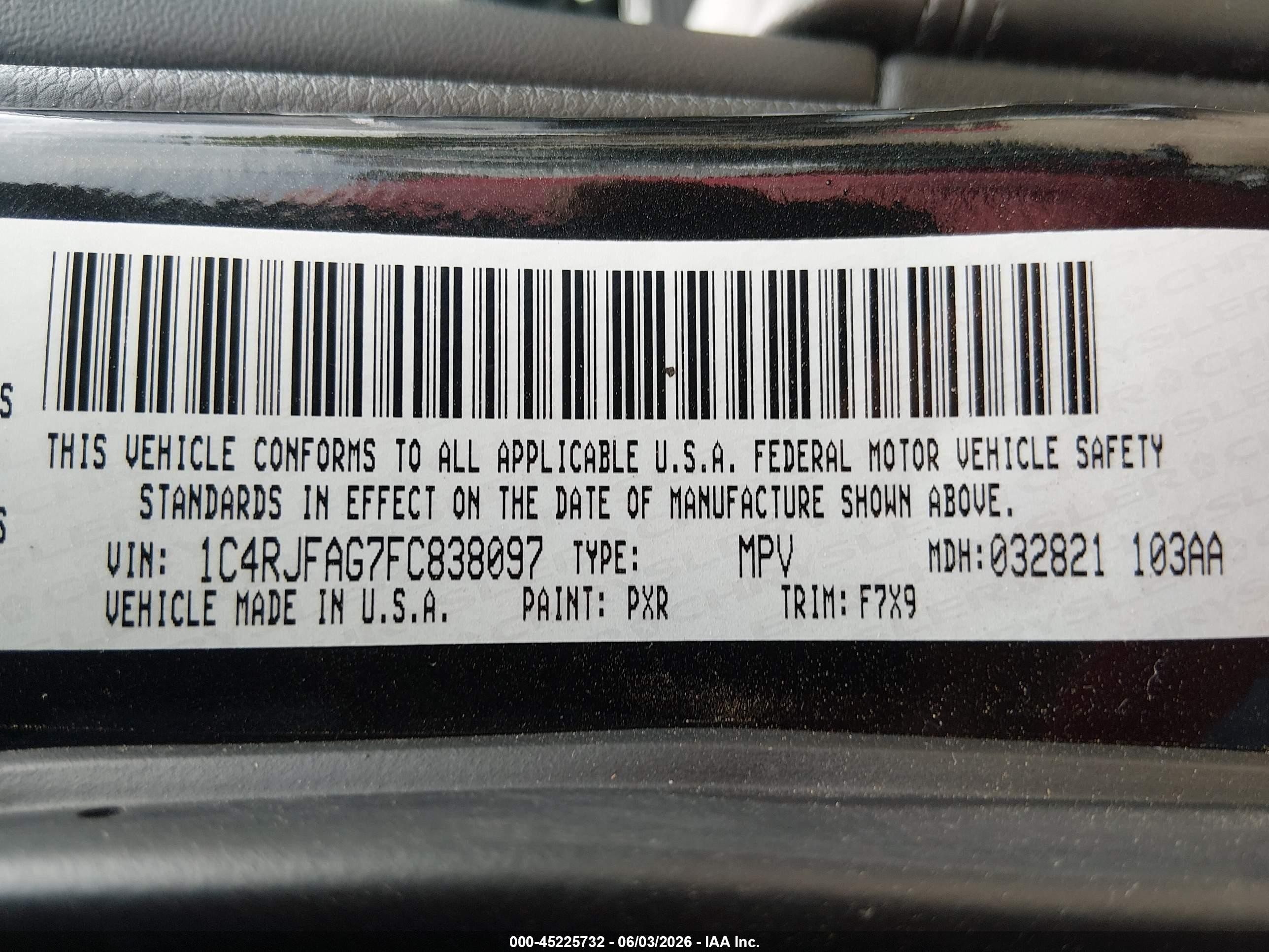 2015 Jeep Grand Cherokee Laredo Black vin: 1C4RJFAG7FC838097