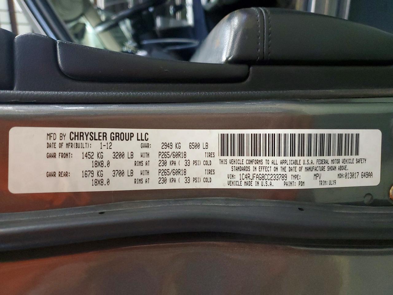 2012 Jeep Grand Cherokee Laredo Gray vin: 1C4RJFAG8CC233789