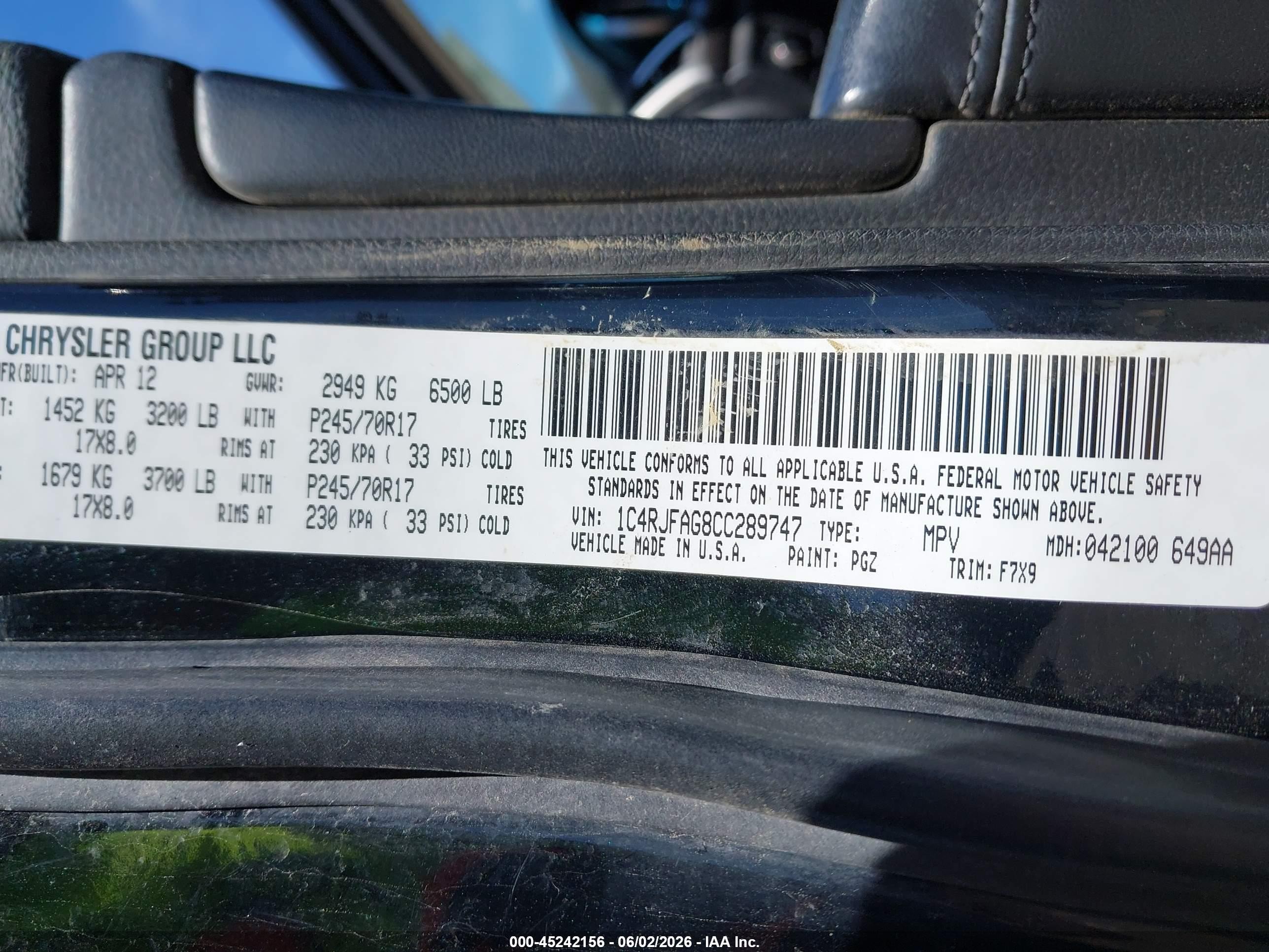 2012 Jeep Grand Cherokee Laredo Black vin: 1C4RJFAG8CC289747