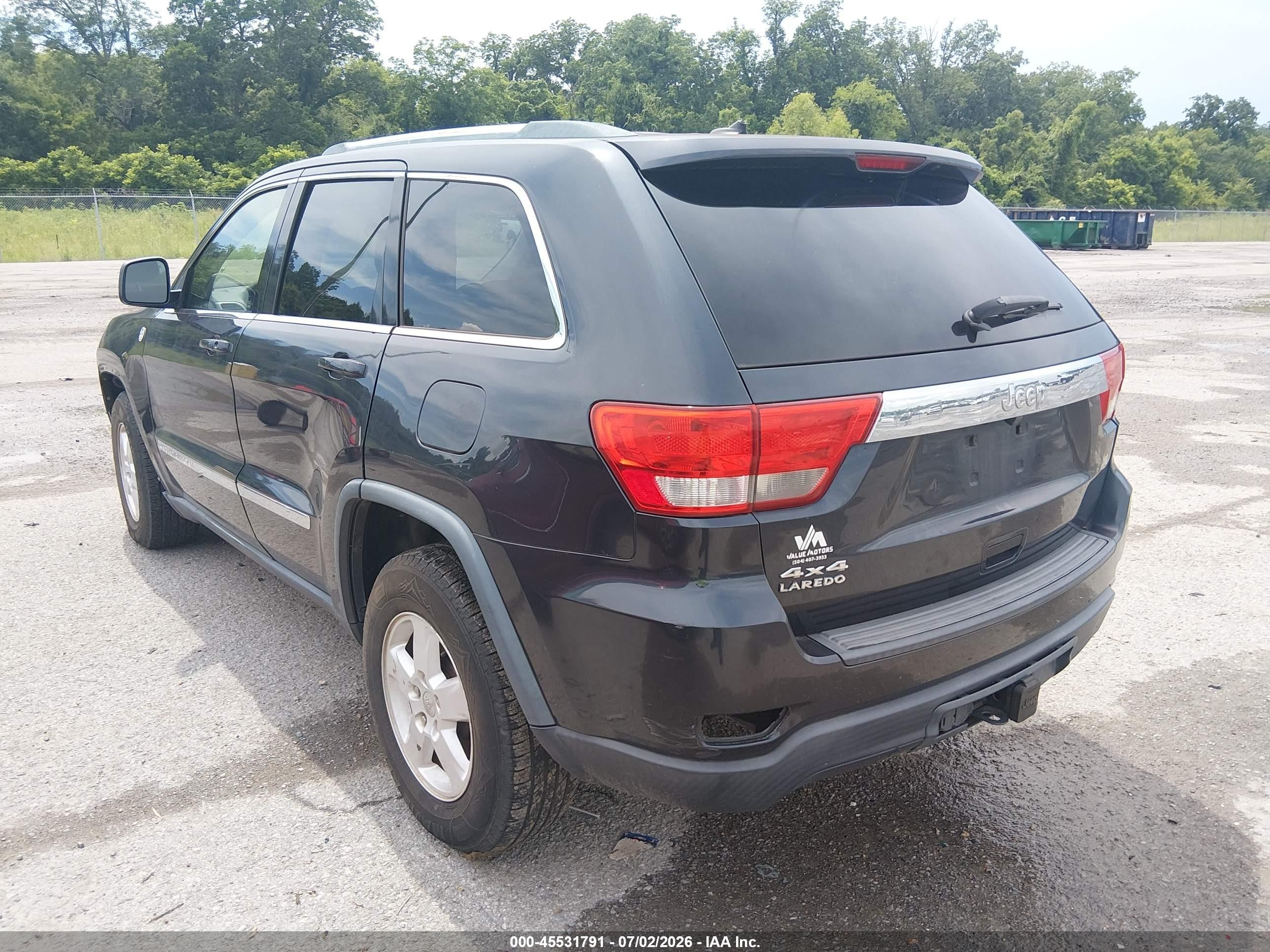 2012 Jeep Grand Cherokee Laredo Black vin: 1C4RJFAG8CC360011