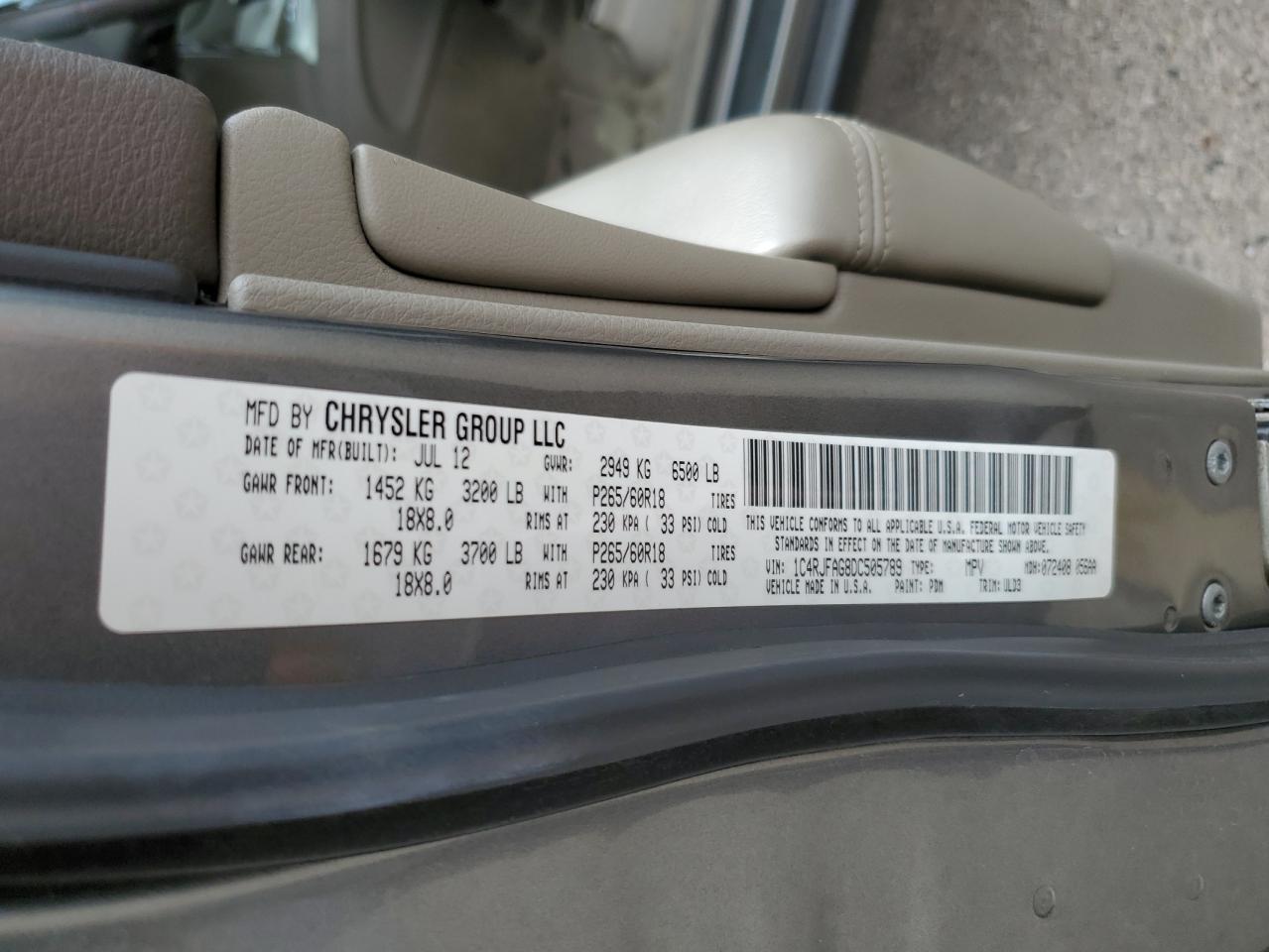 2013 Jeep Grand Cherokee Laredo Угольный vin: 1C4RJFAG8DC505789