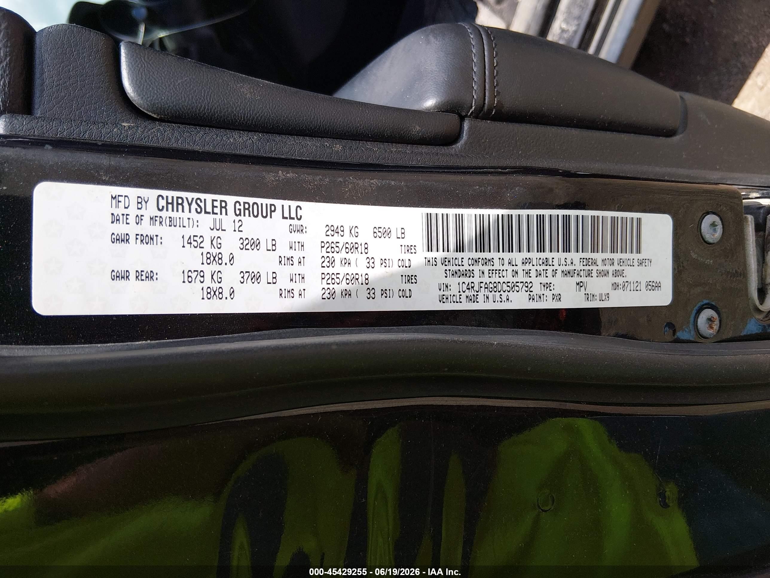 2013 Jeep Grand Cherokee Laredo Black vin: 1C4RJFAG8DC505792