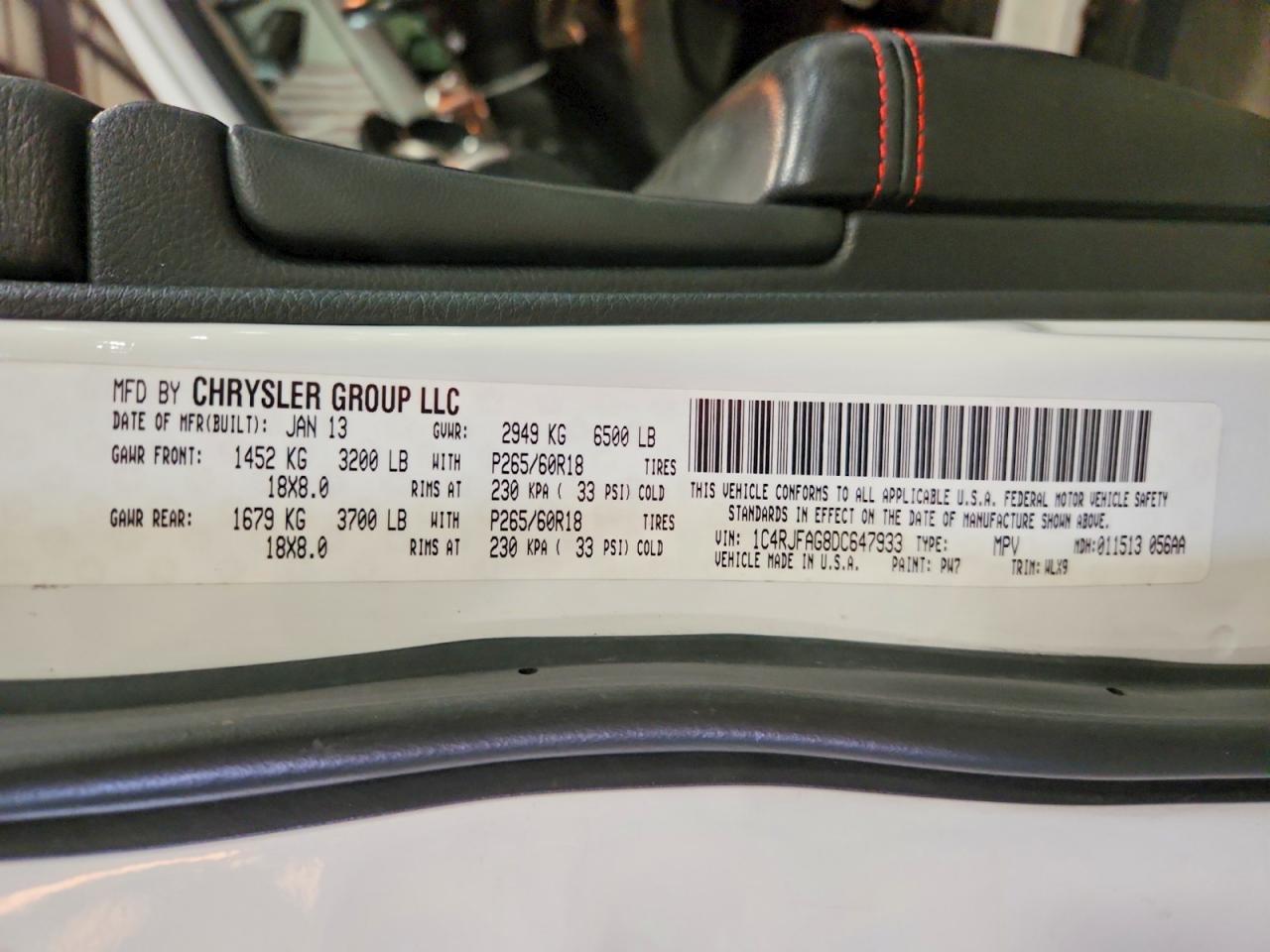 2013 Jeep Grand Cherokee Laredo Белый vin: 1C4RJFAG8DC647933