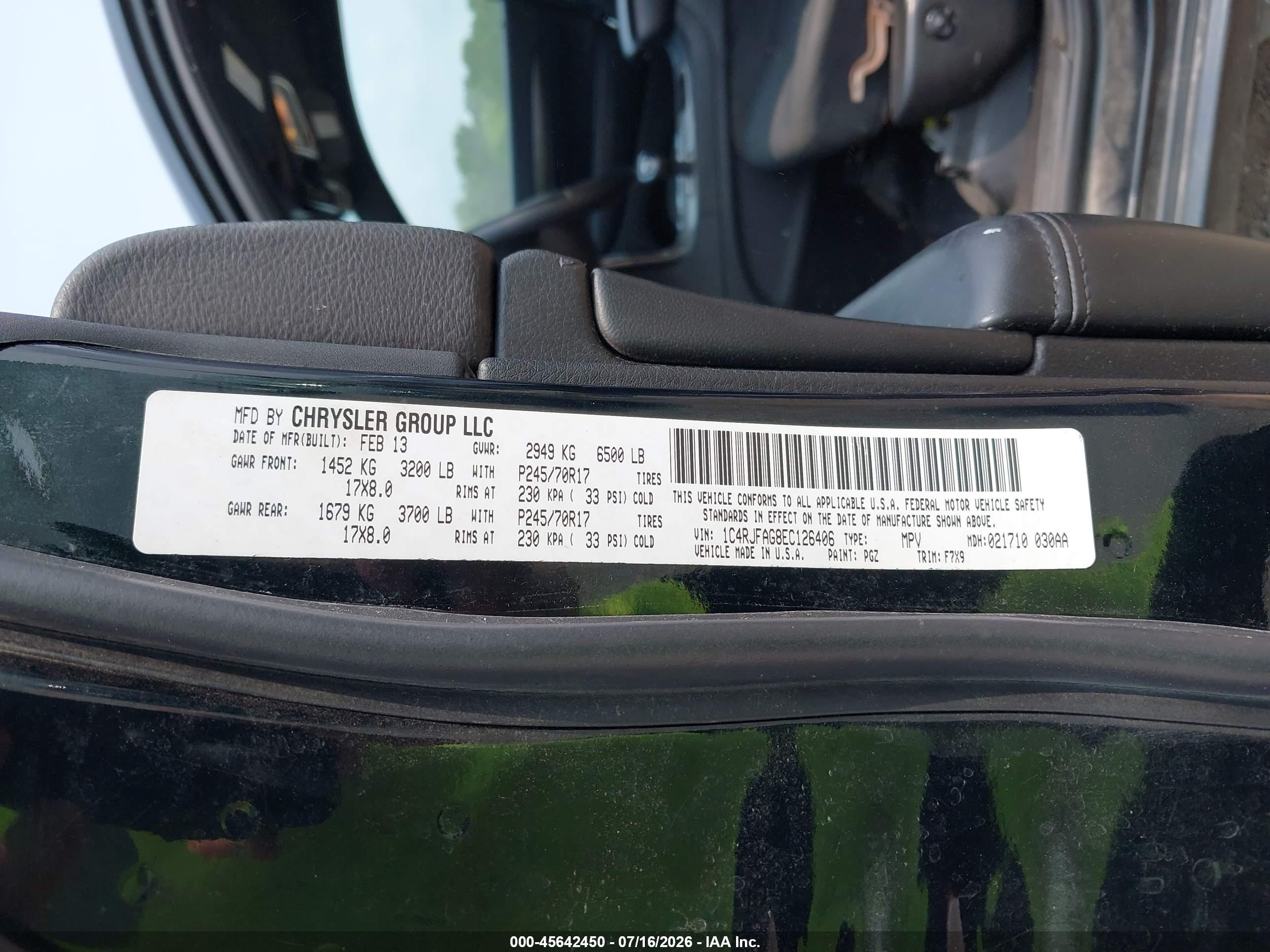 2014 Jeep Grand Cherokee Laredo Black vin: 1C4RJFAG8EC126406
