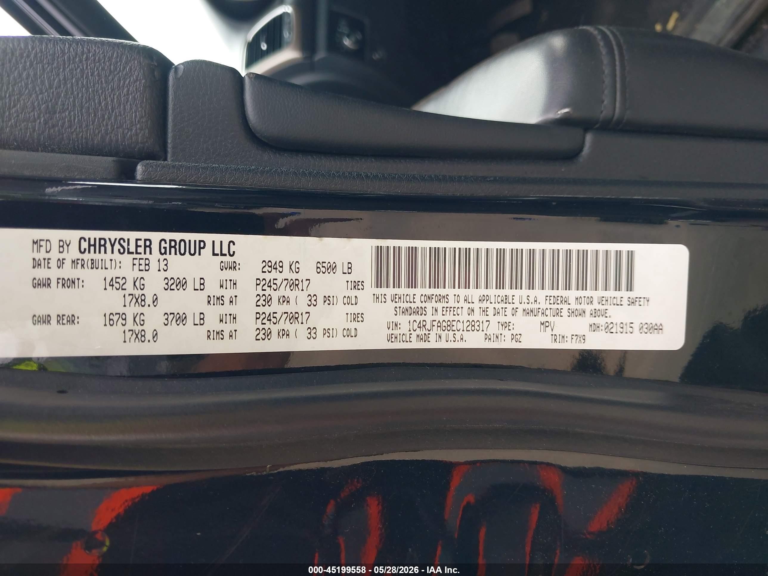 2014 Jeep Grand Cherokee Laredo Black vin: 1C4RJFAG8EC128317