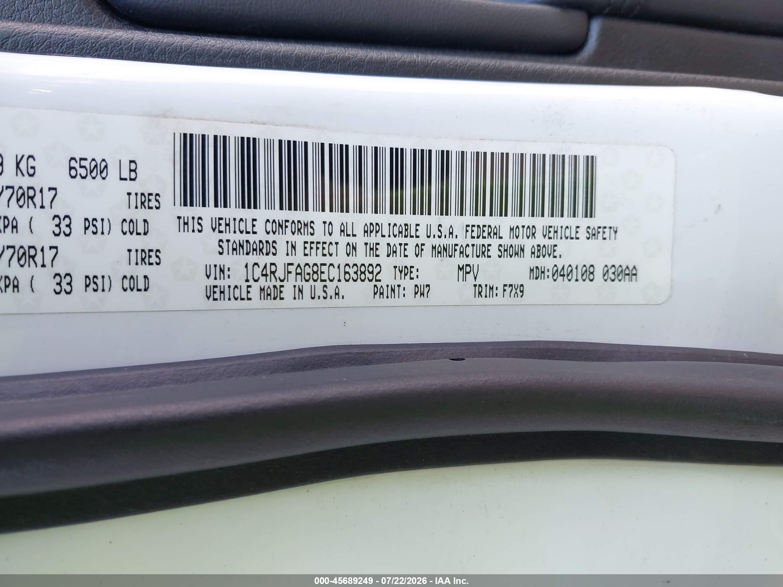 2014 Jeep Grand Cherokee Laredo Белый vin: 1C4RJFAG8EC163892